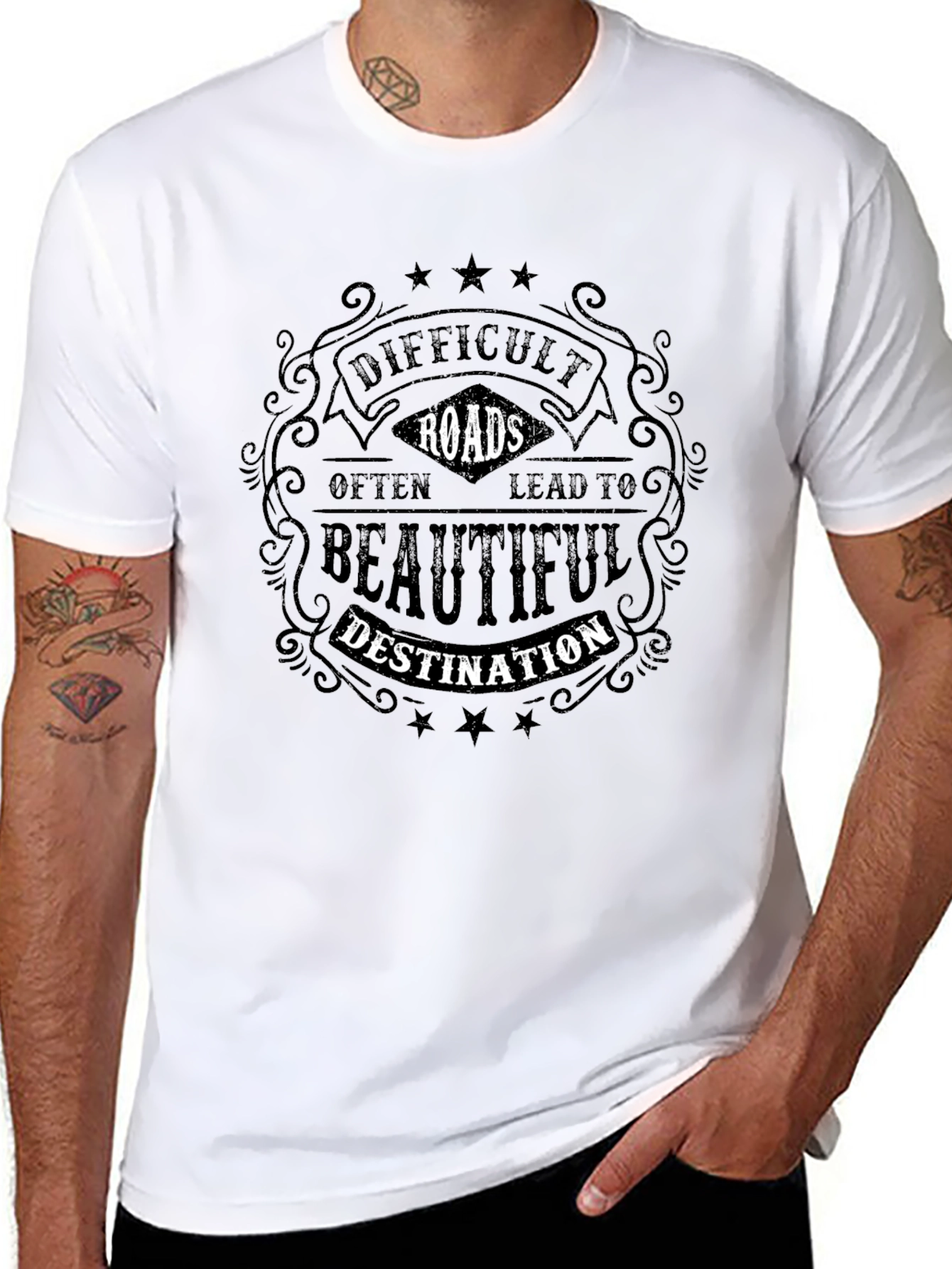 Difficult Roads T-Shirt Inspirational Quote