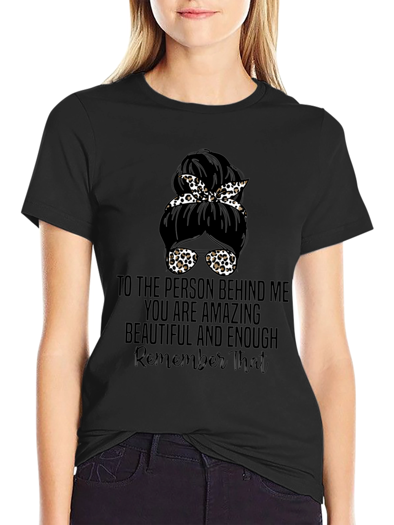 Amazing Leopard Messy Bun T-Shirt