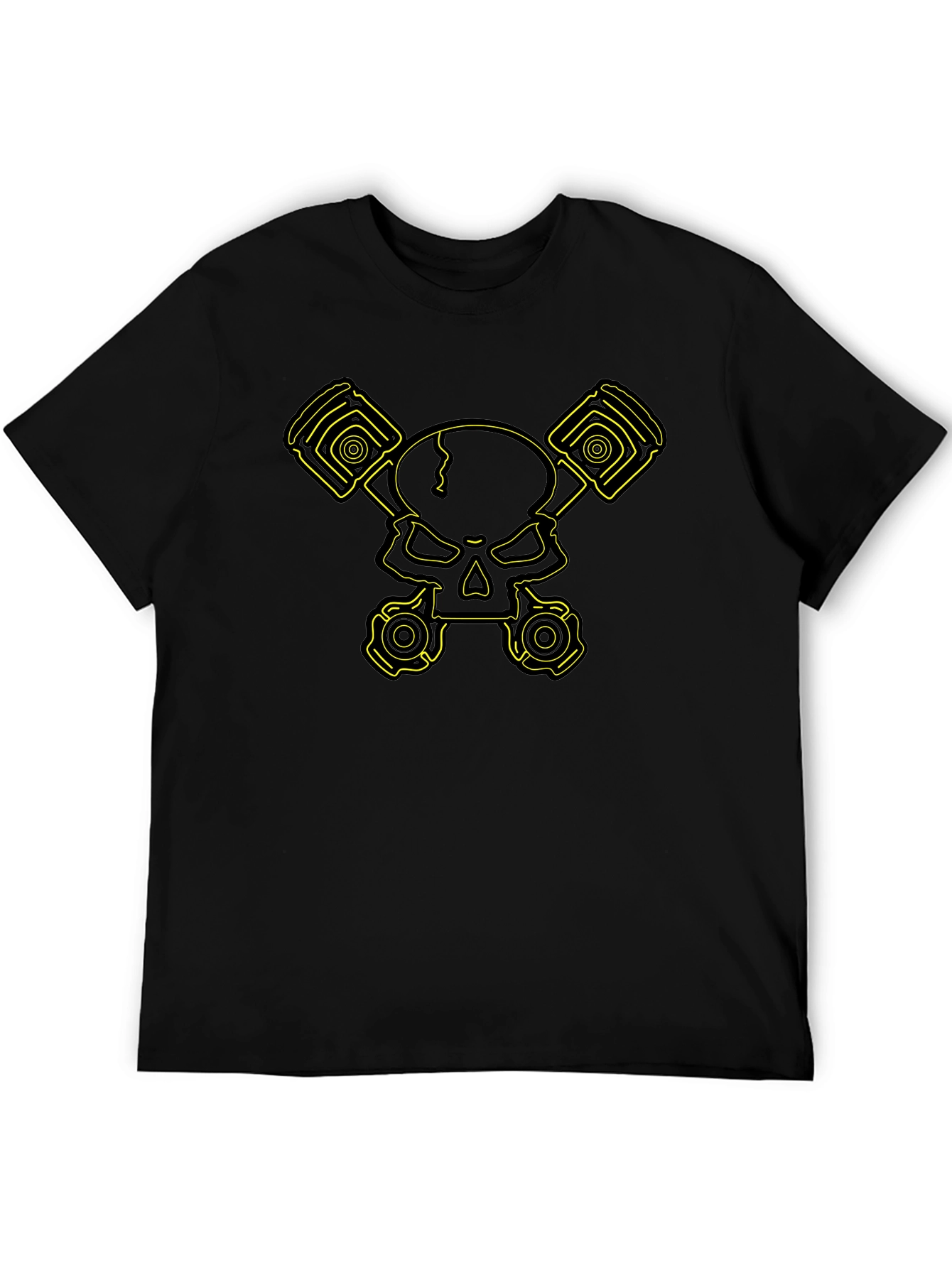Skull & Pistons Graphic Tee - Black