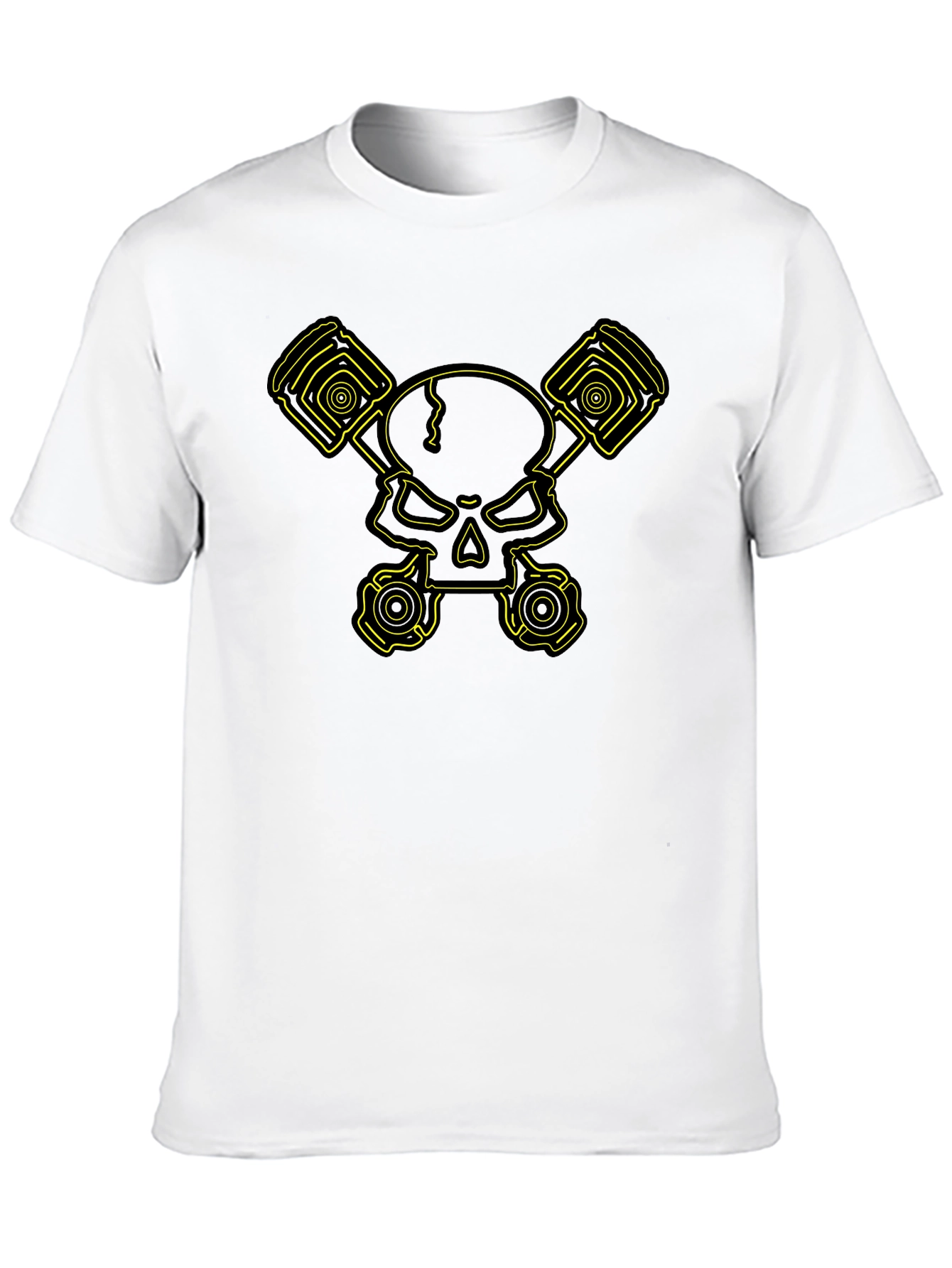 Skull & Pistons Graphic Tee - Black