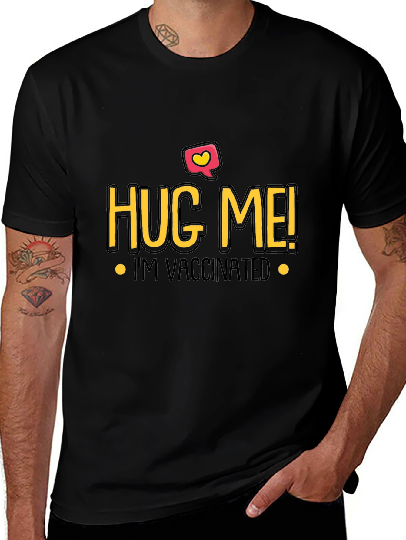 Hug Me Im Vaccinated Black T-Shirt