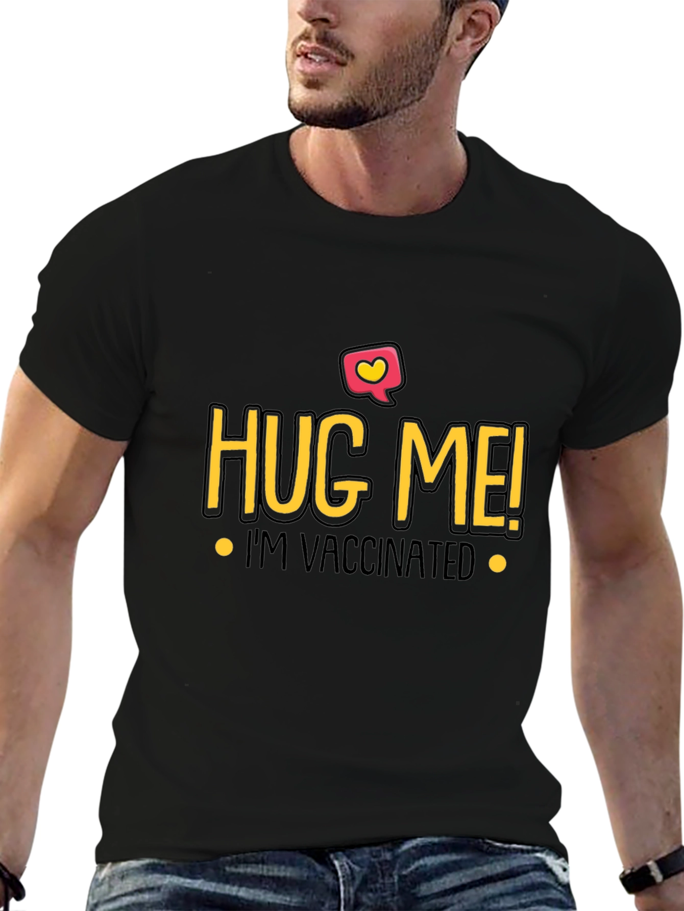 Hug Me Im Vaccinated Black T-Shirt