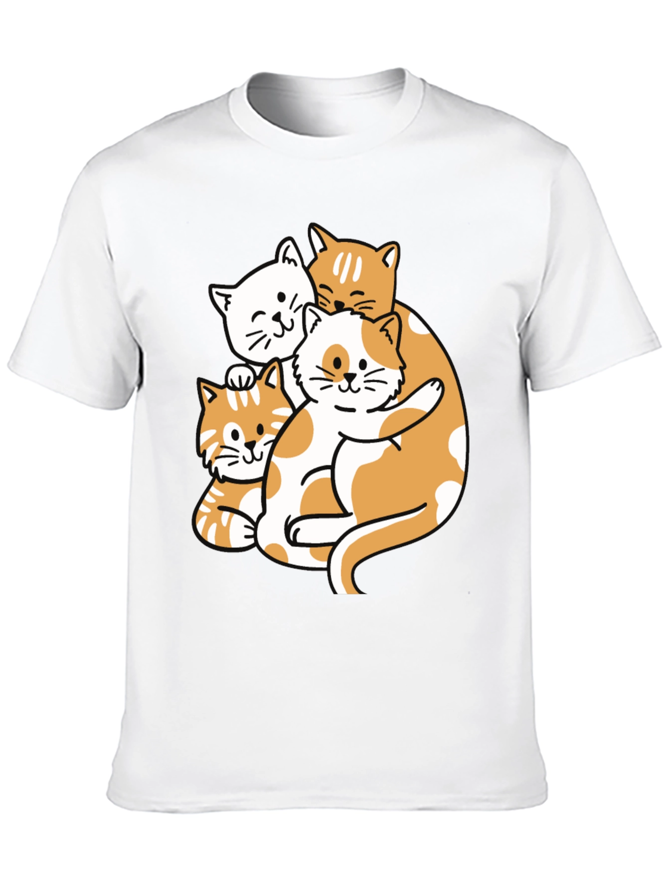 Cute Cat Pileup Graphic T-Shirt - Unisex Black Tee