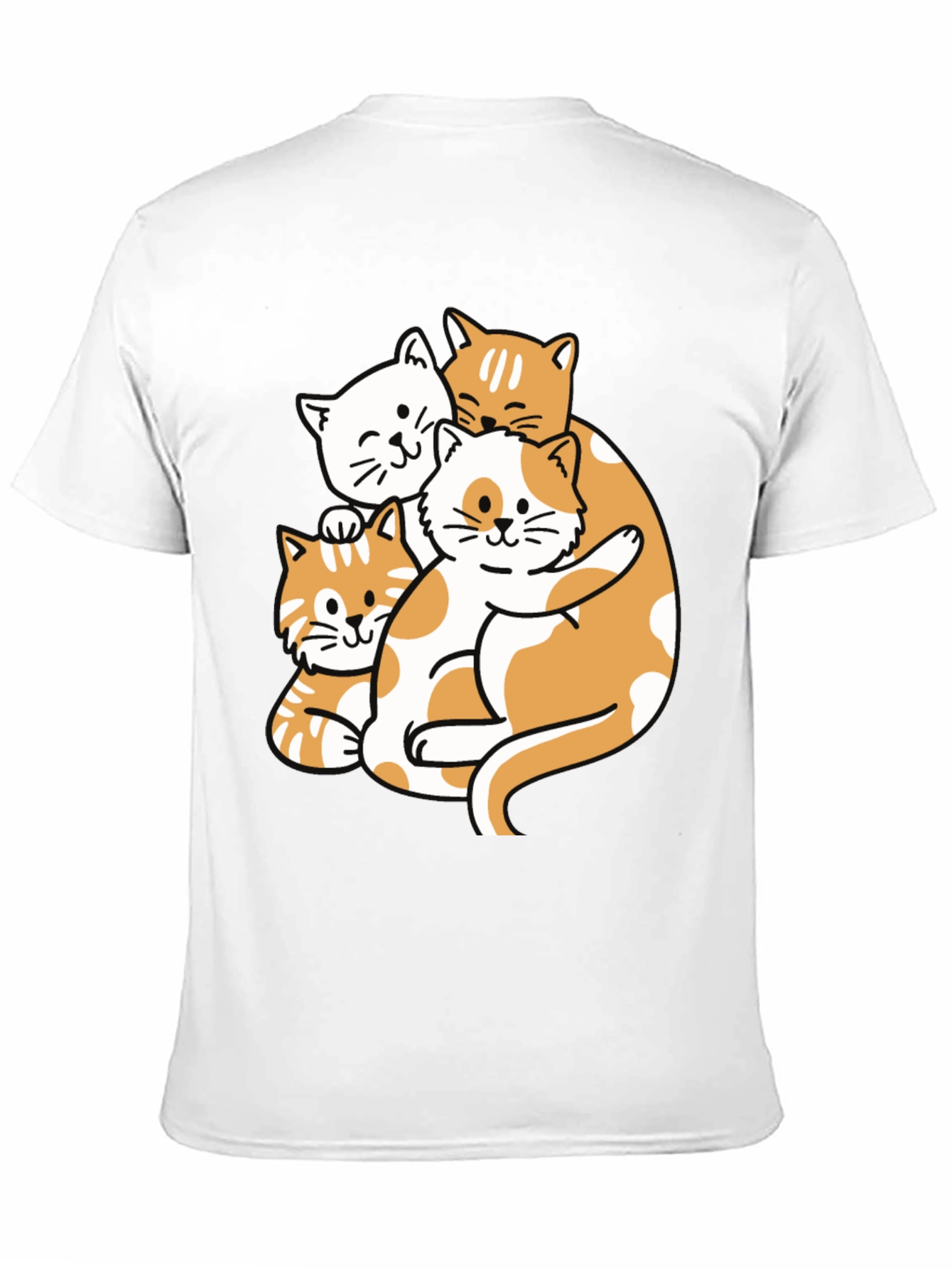 Cute Cat Pileup Graphic T-Shirt - Unisex Black Tee