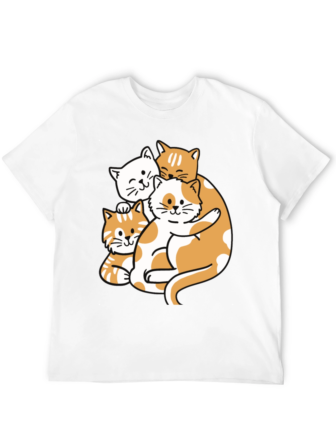 Cute Cat Pileup Graphic T-Shirt - Unisex Black Tee