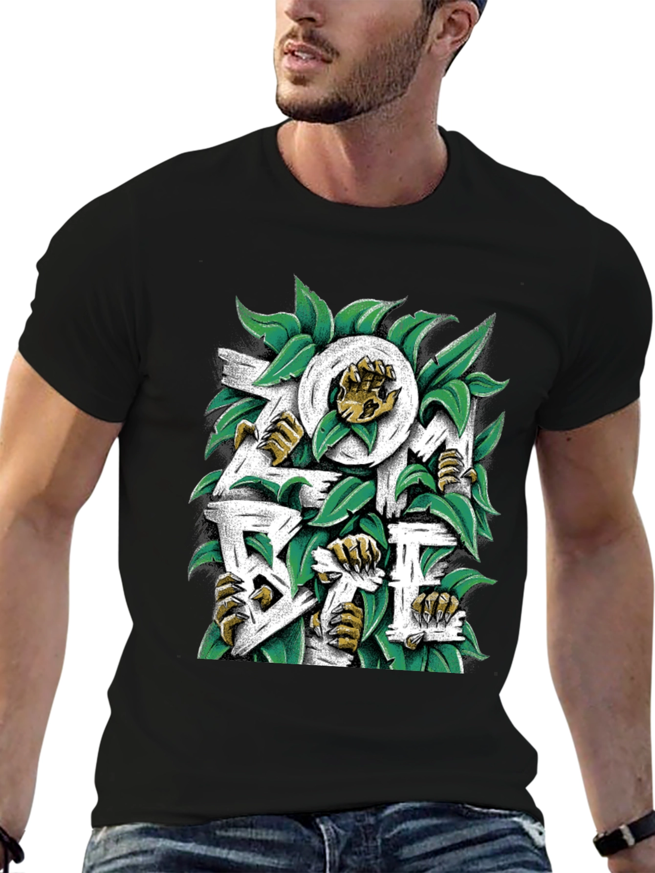 Zombie Escape Graphic Tee - Black Cotton T-Shirt
