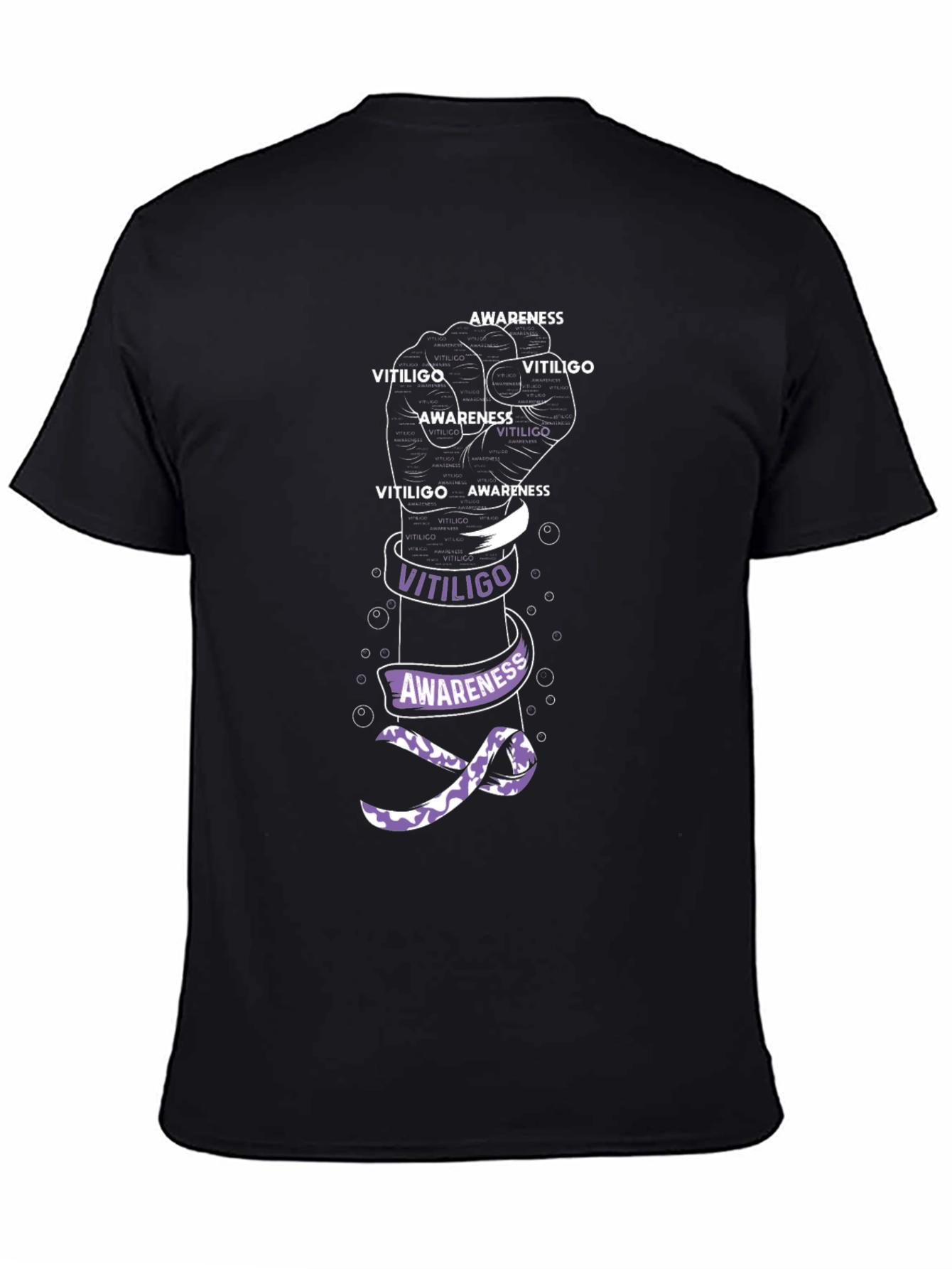 Vitiligo Awareness T-Shirt - Purple Ribbon Graphic Tee
