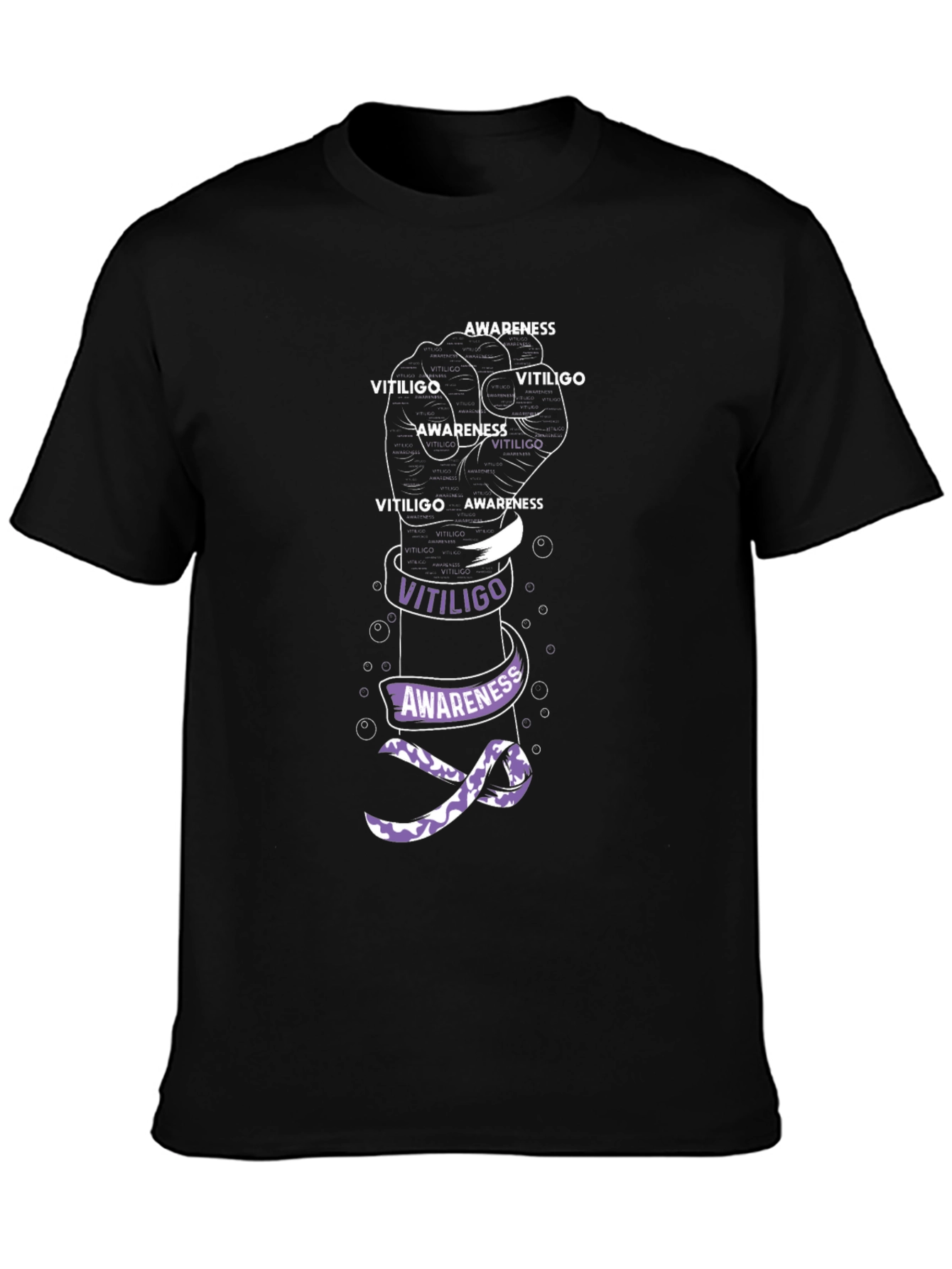 Vitiligo Awareness T-Shirt - Purple Ribbon Graphic Tee