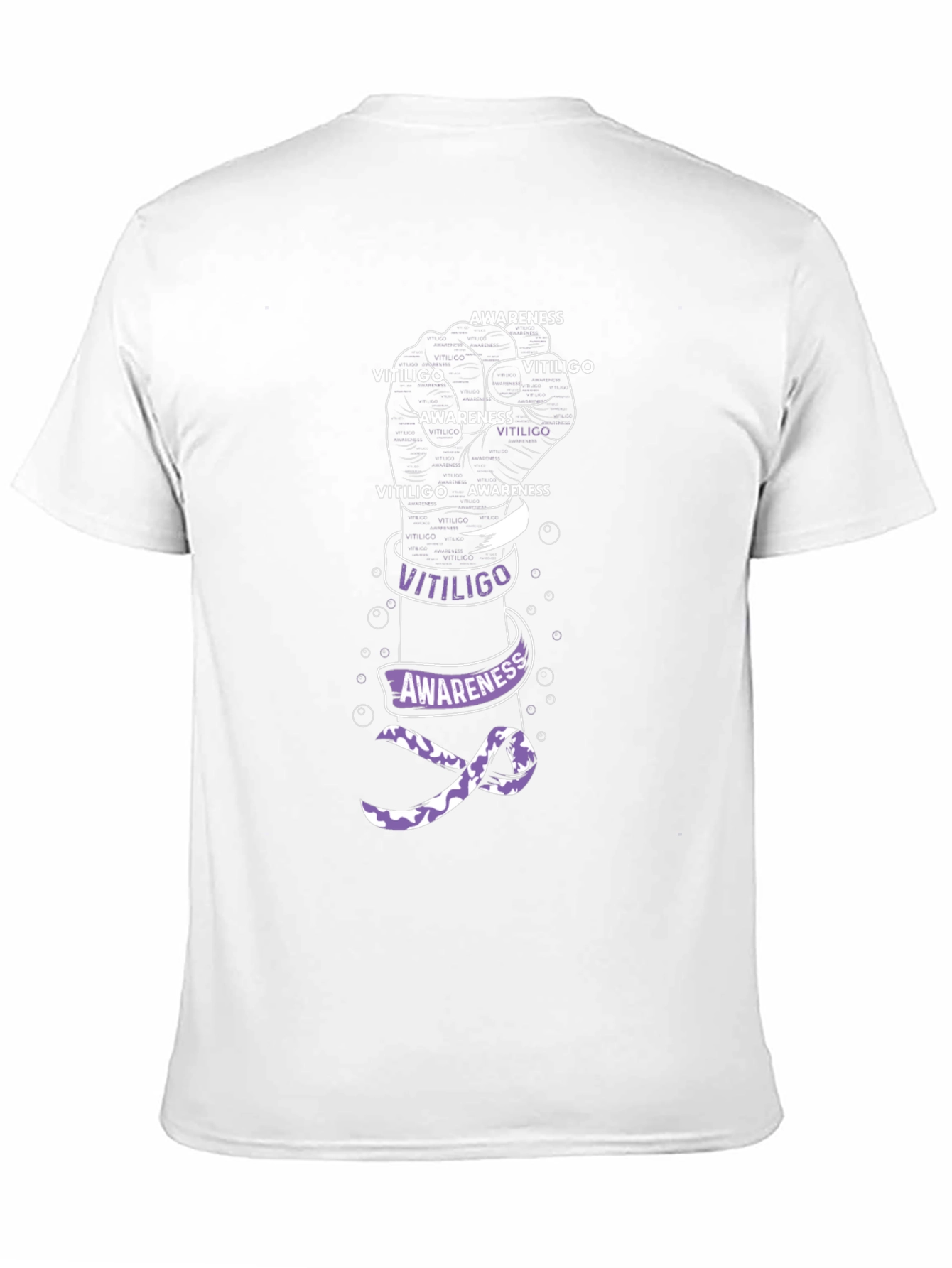 Vitiligo Awareness T-Shirt - Purple Ribbon Graphic Tee