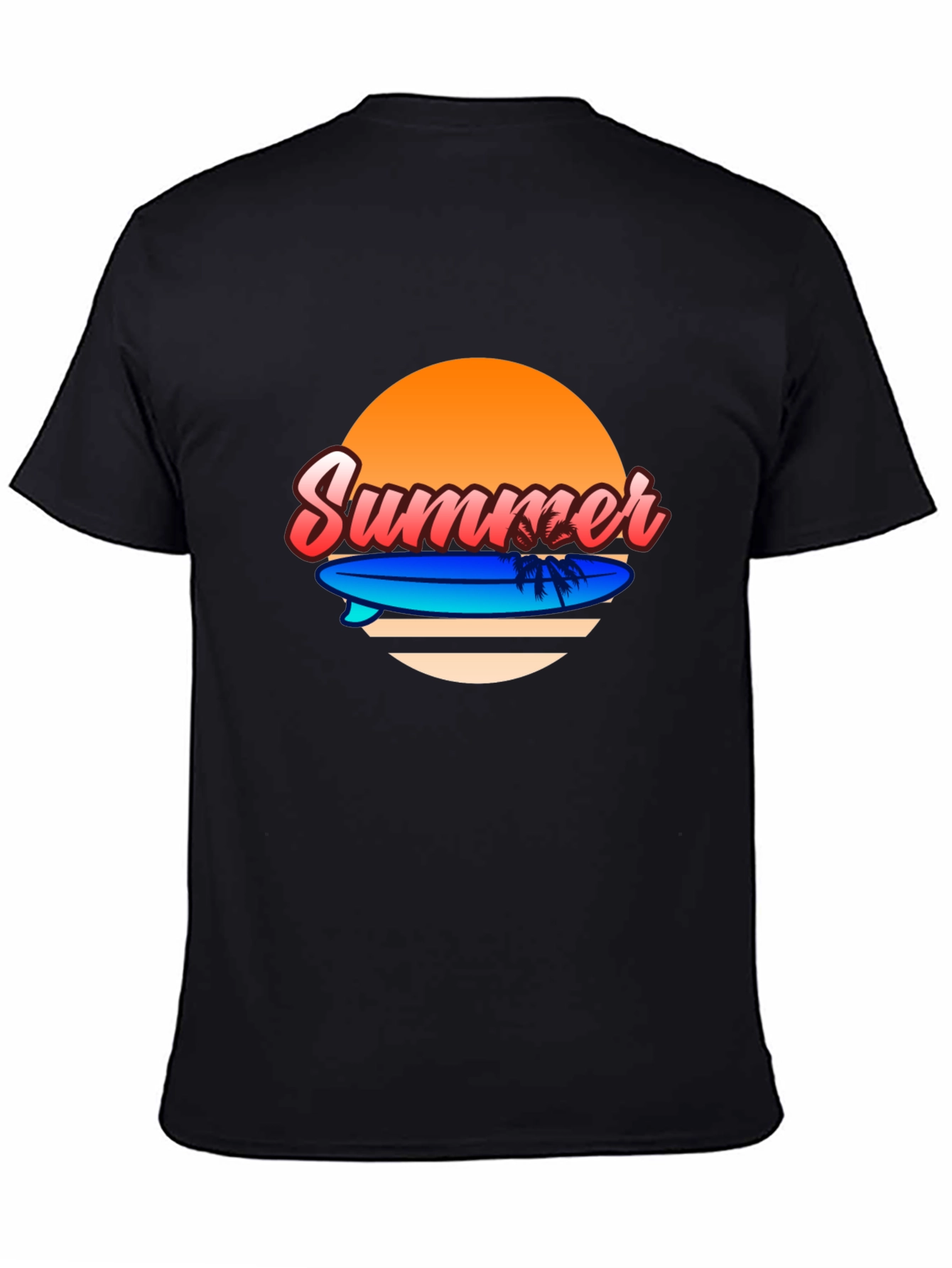 Summer Surfboard T-Shirt - Retro Sunset Design