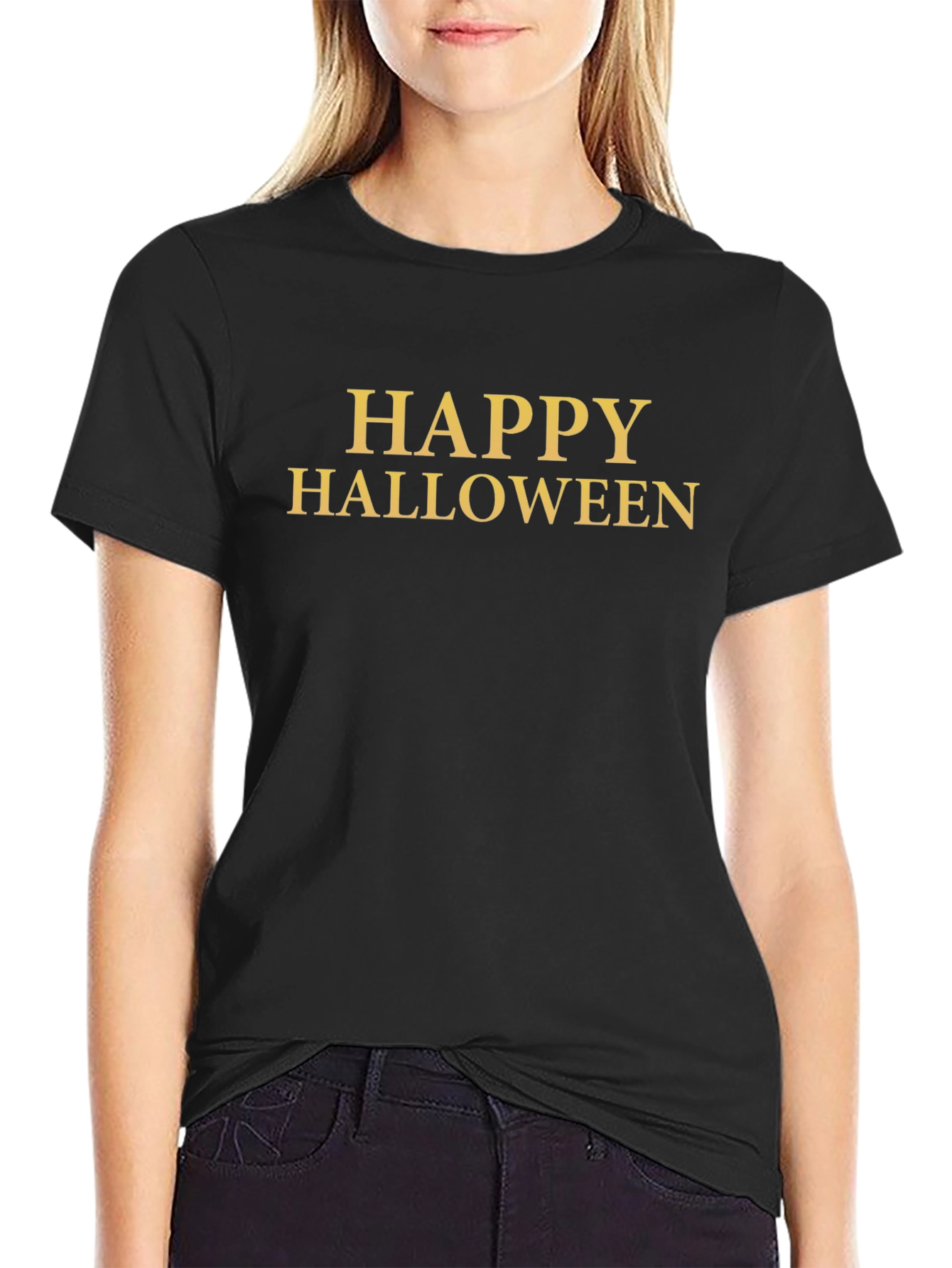Happy Halloween Graphic Tee - Black Cotton T-Shirt
