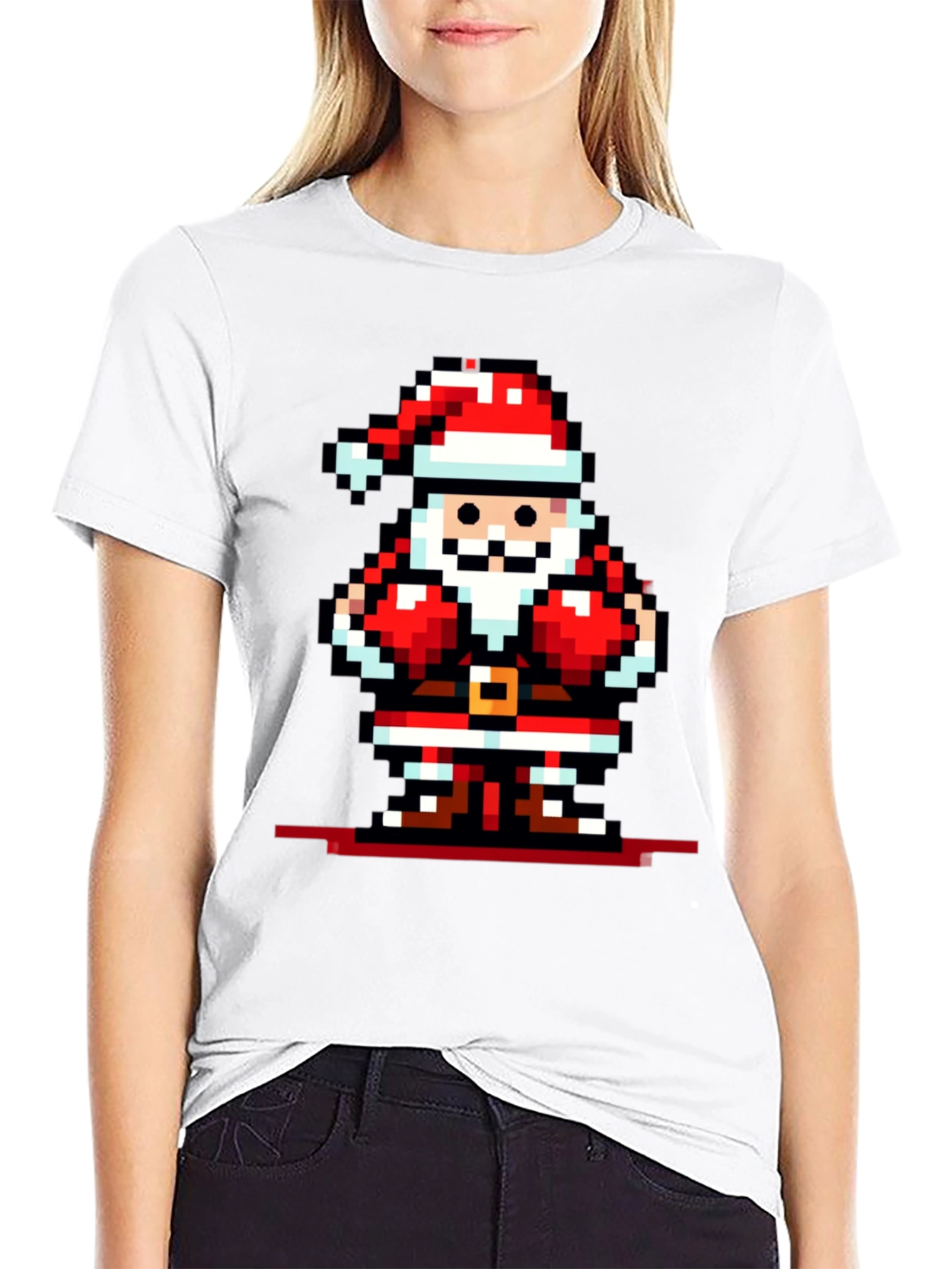 Pixel Santa Graphic Tee - Black