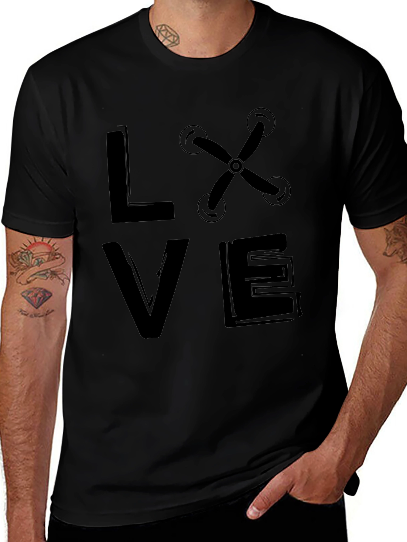 Drone Love Graphic Tee -  Black Unisex T-Shirt
