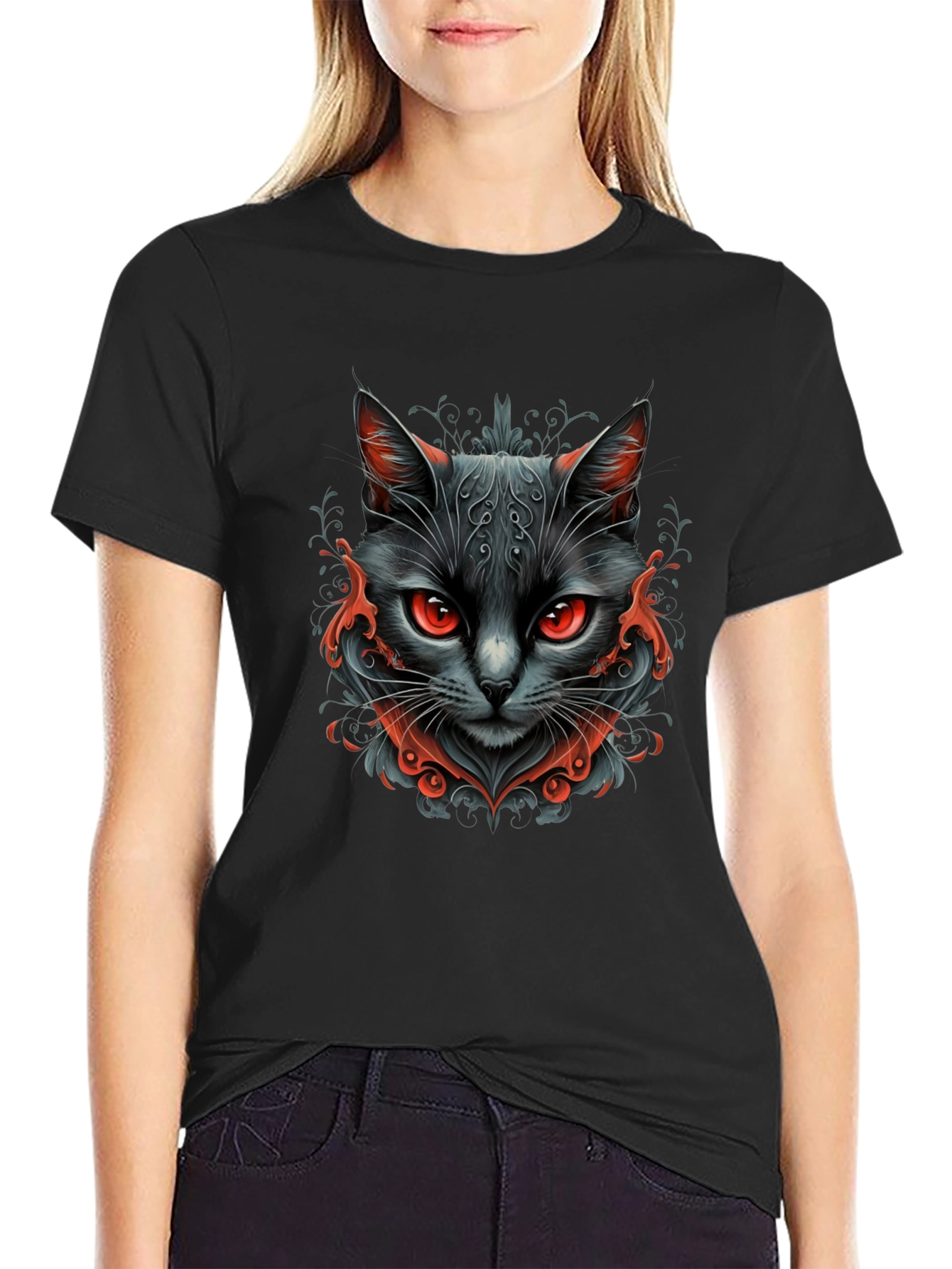 Black Cat Graphic Tee - Mens Stylish T-Shirt
