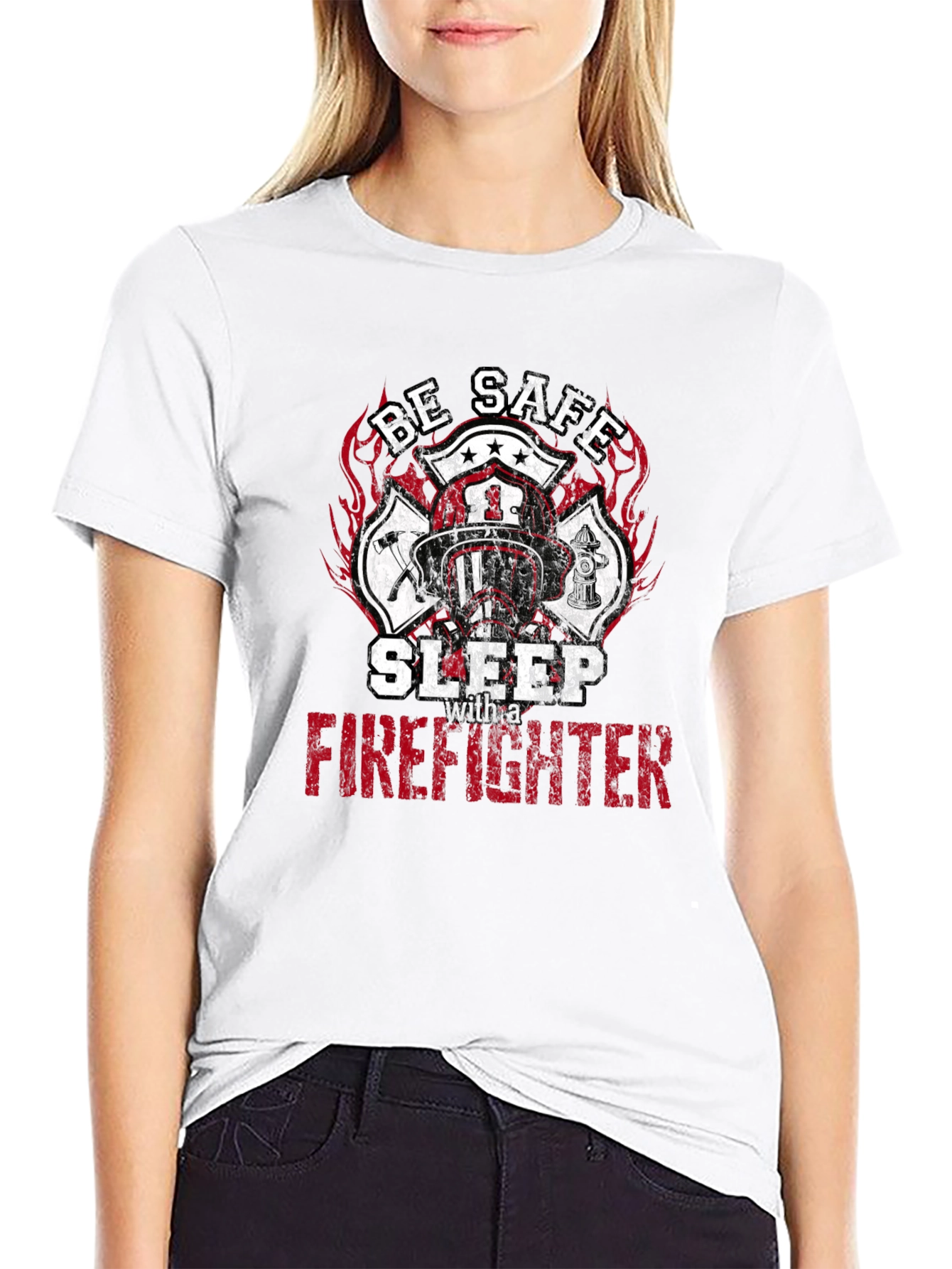 Be Safe Sleep with a Firefighter Graphic Tee