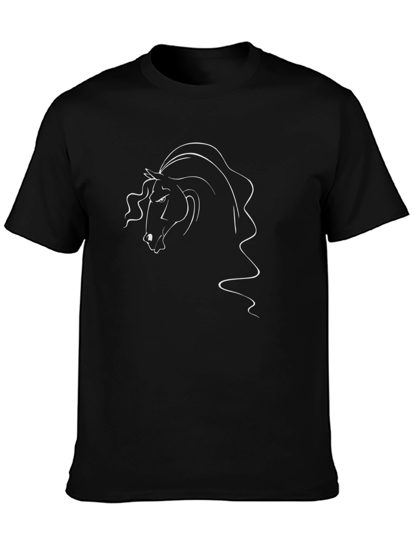 Horse Head Outline Black T-Shirt