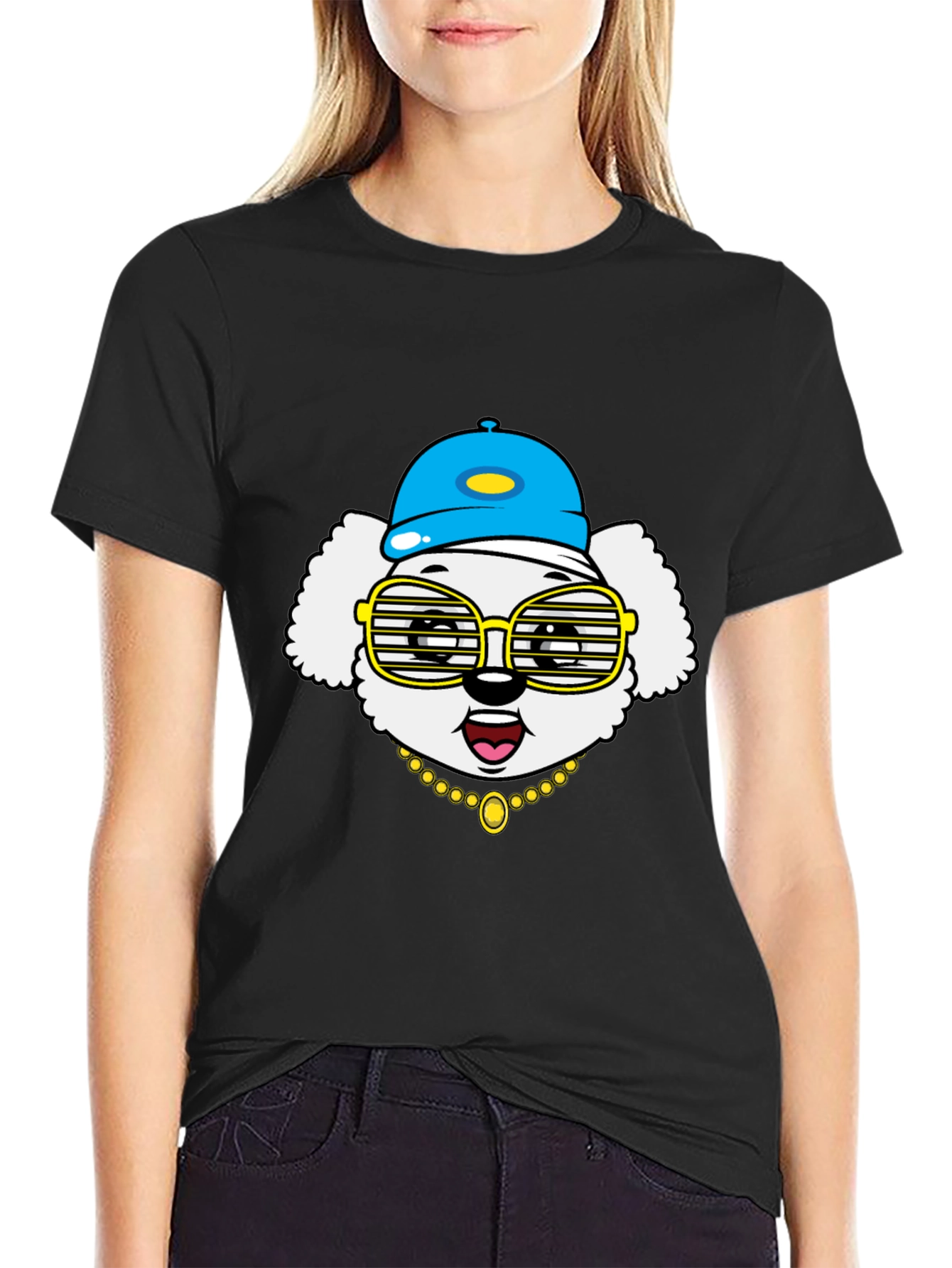 Dog Wearing Hat & Glasses T-Shirt