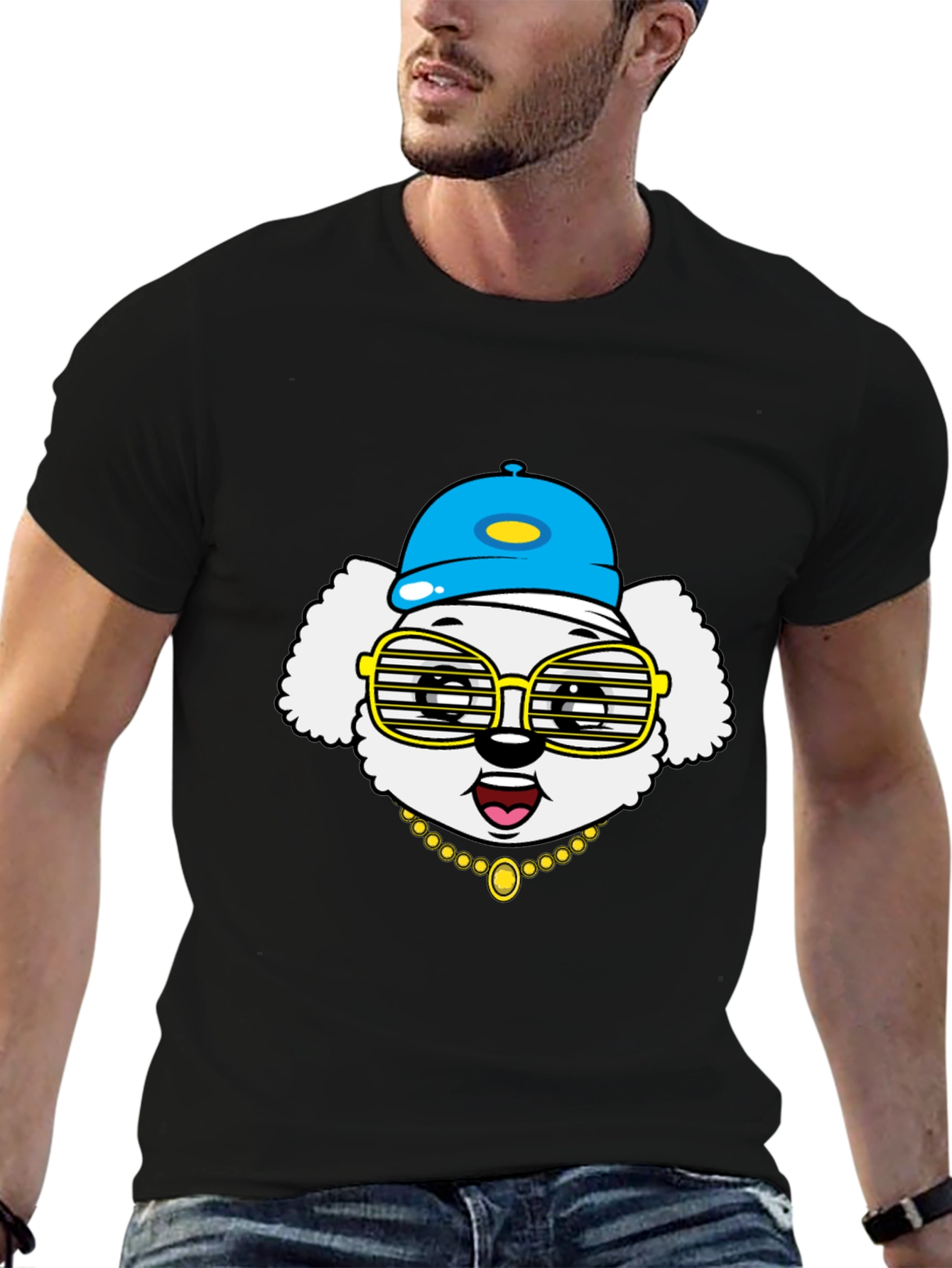 Dog Wearing Hat & Glasses T-Shirt