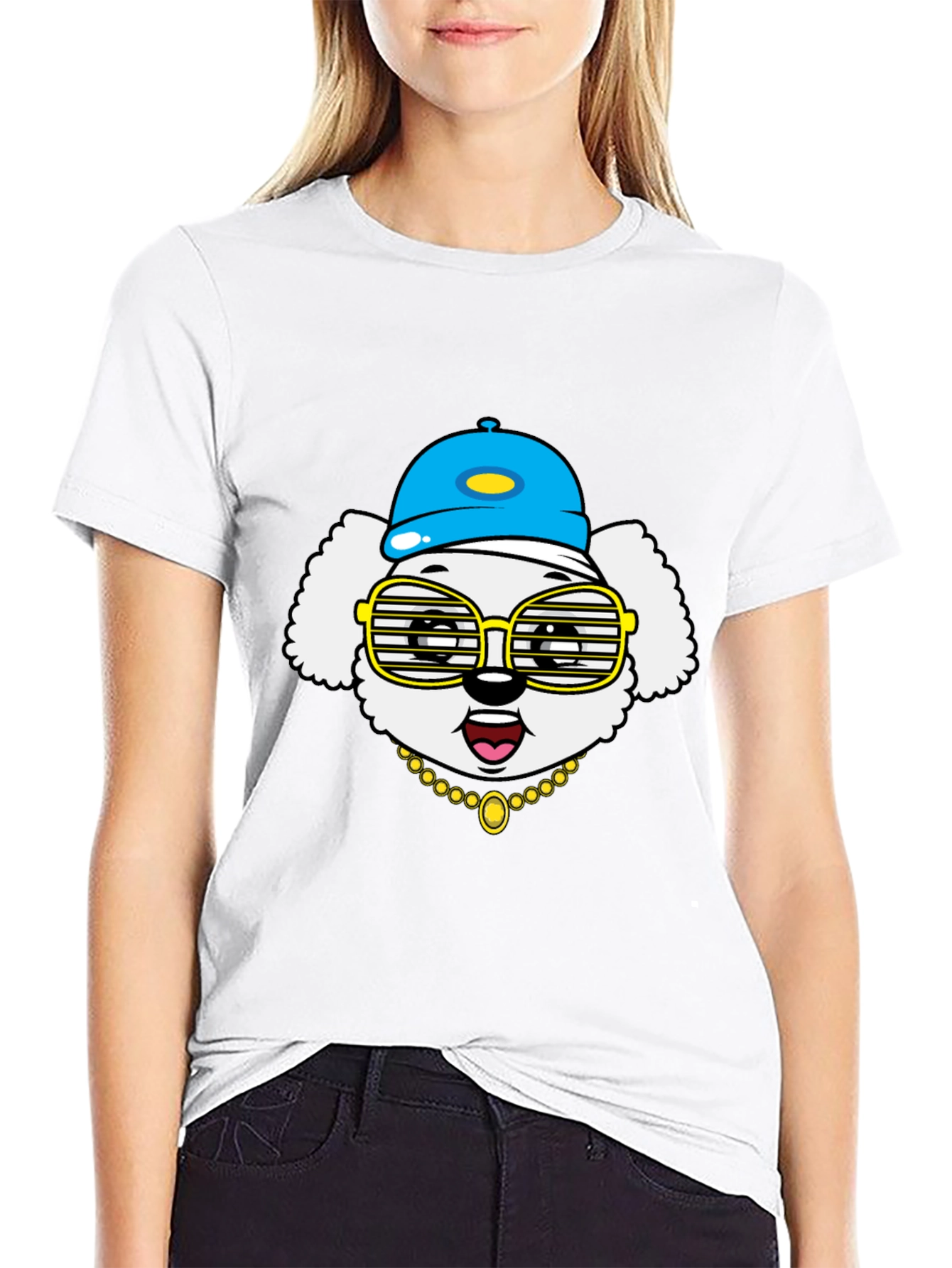 Dog Wearing Hat & Glasses T-Shirt