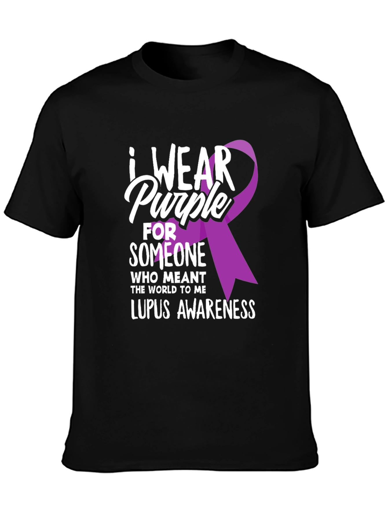 Lupus Awareness T-Shirt - I Wear Purple Ribbon