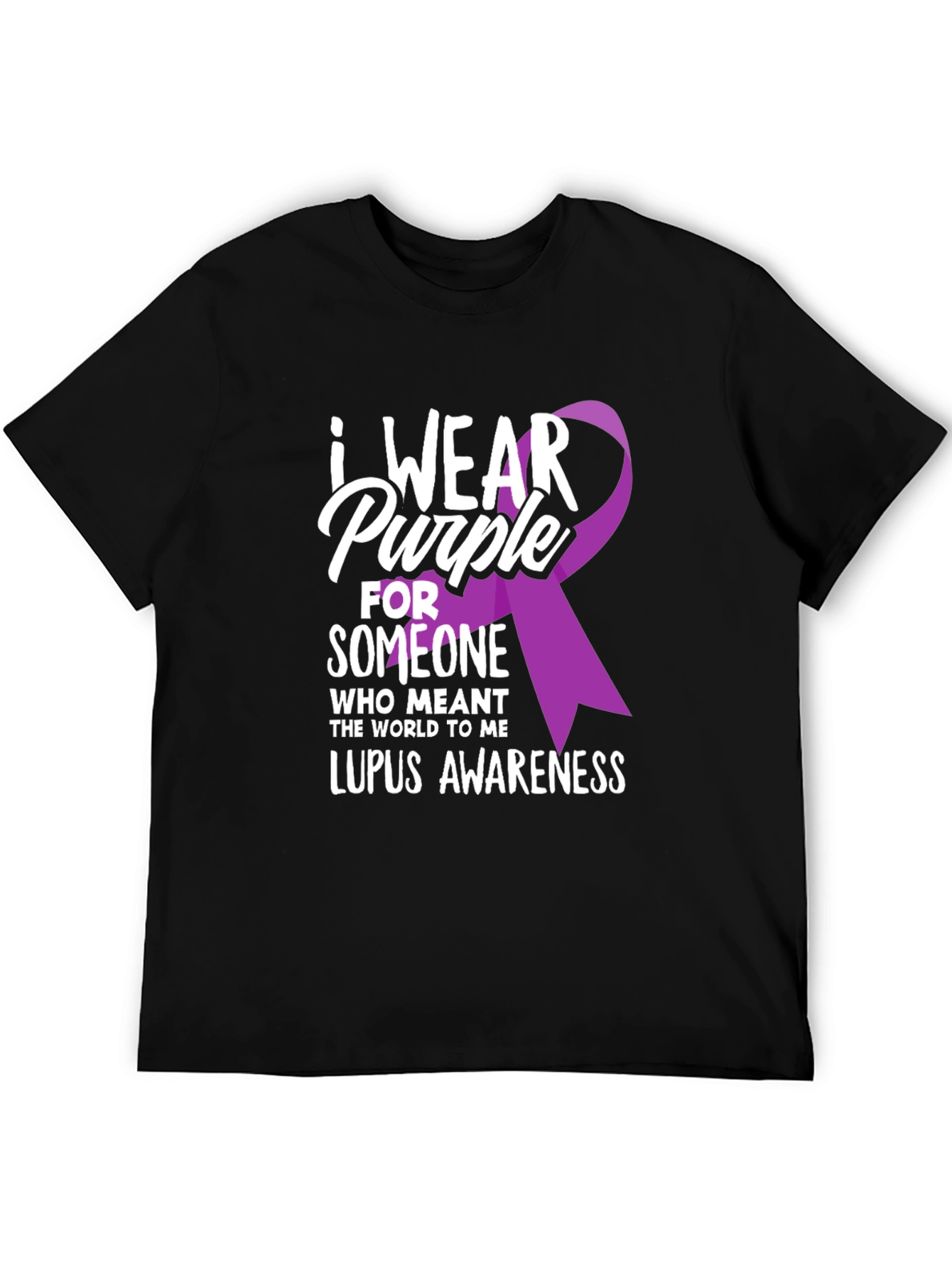 Lupus Awareness T-Shirt - I Wear Purple Ribbon