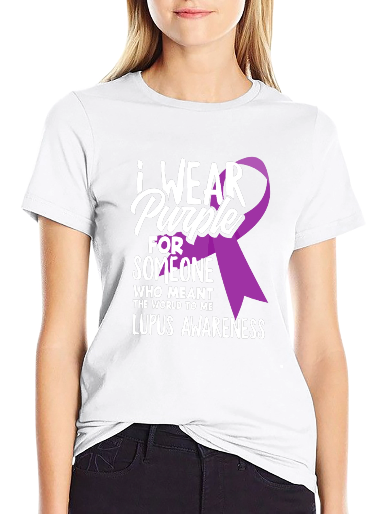 Lupus Awareness T-Shirt - I Wear Purple Ribbon