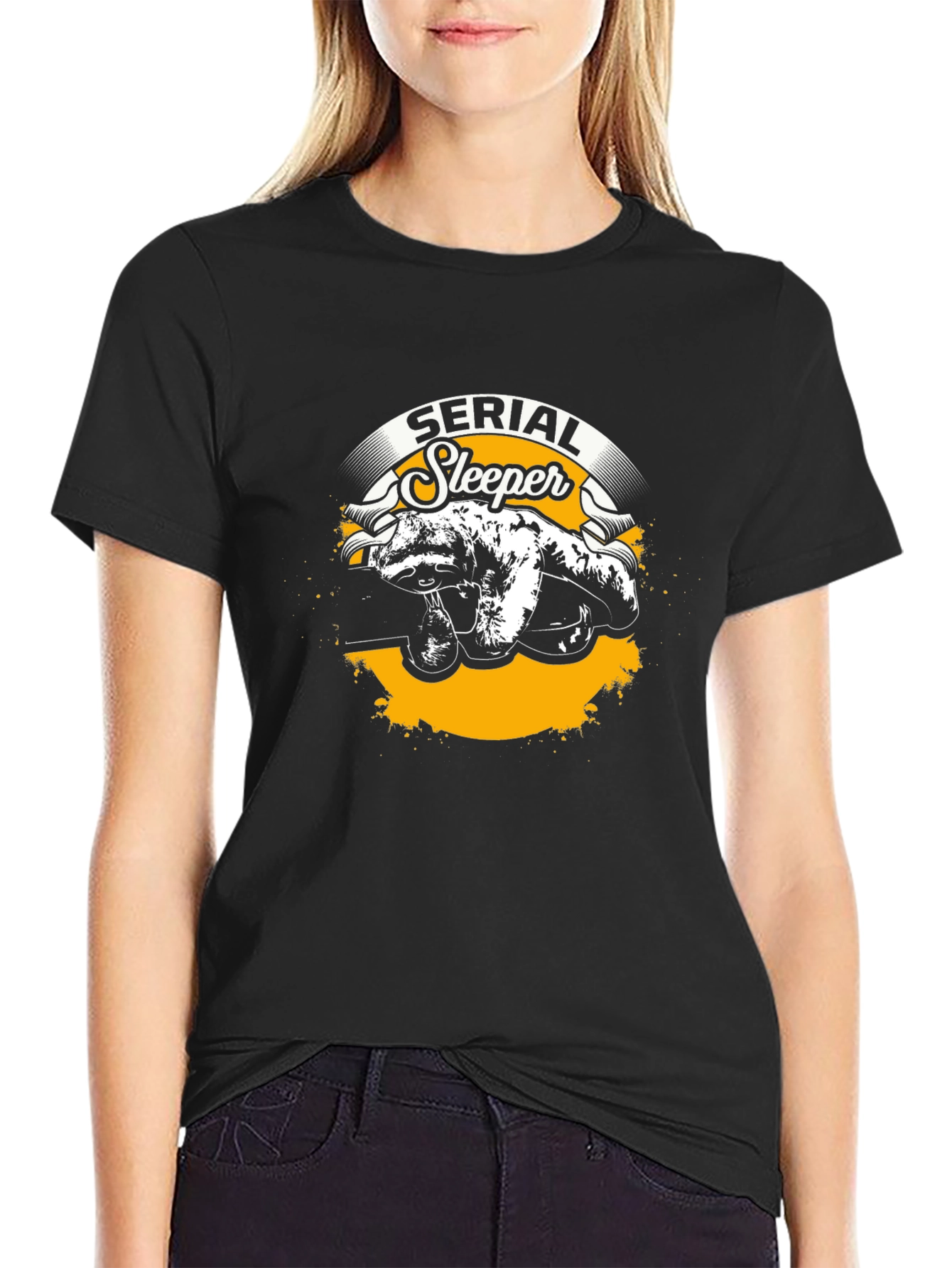 Serial Sleeper Sloth Graphic T-Shirt Funny Sleepy Animal Tee