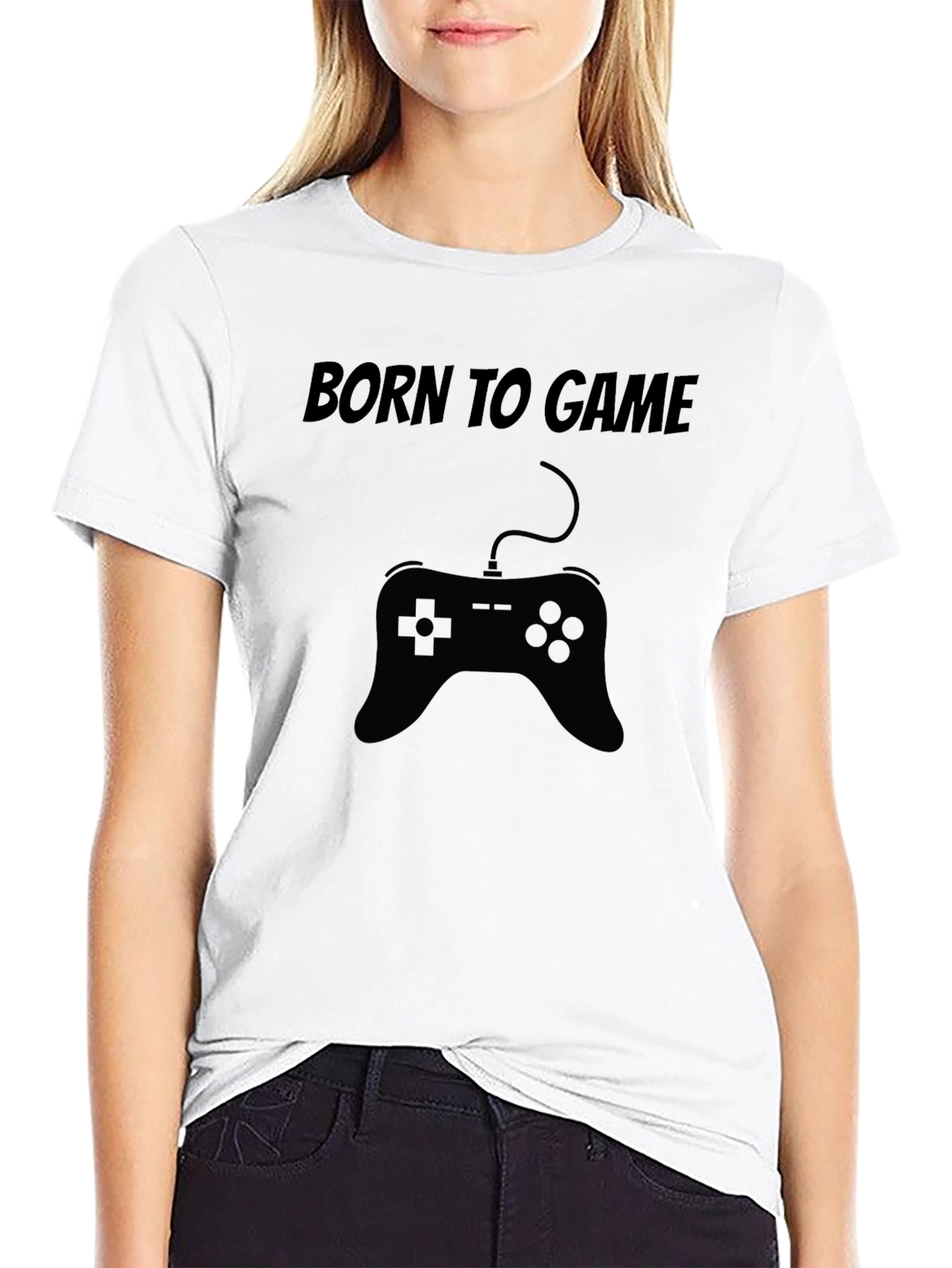 Born to Game Black T-Shirt Controller Design