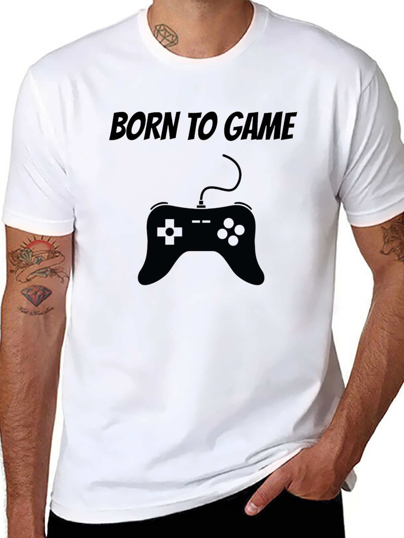 Born to Game Black T-Shirt Controller Design