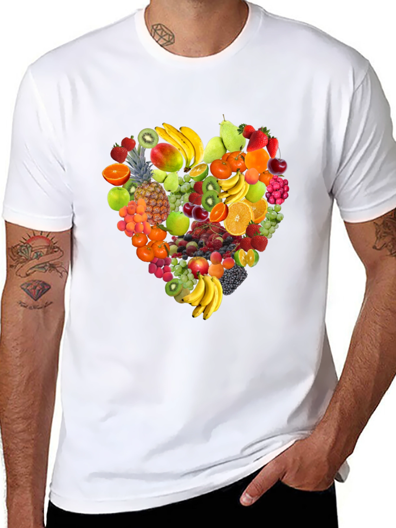Fruit Heart Graphic Tee - Healthy Lifestyle Shirt