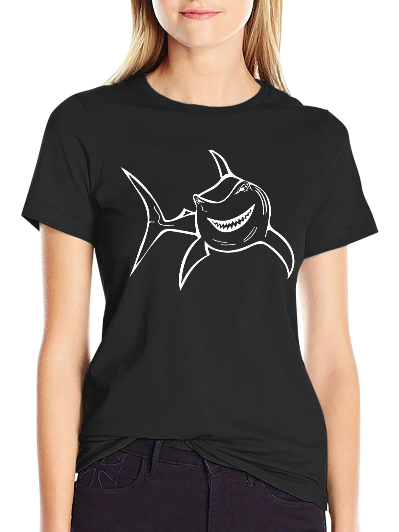Shark Graphic T-Shirt - Black Cotton Tee