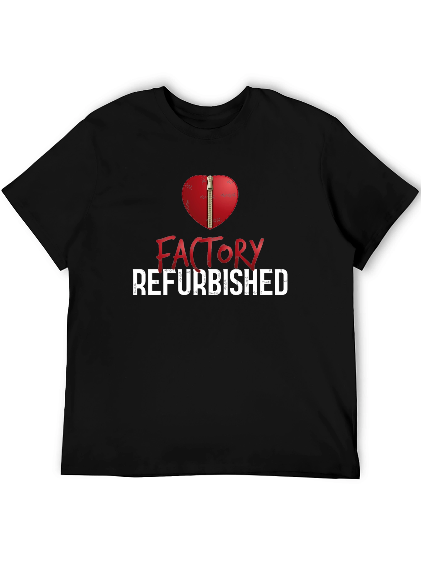 Factory Refurbished Heart Zipper Graphic T-Shirt