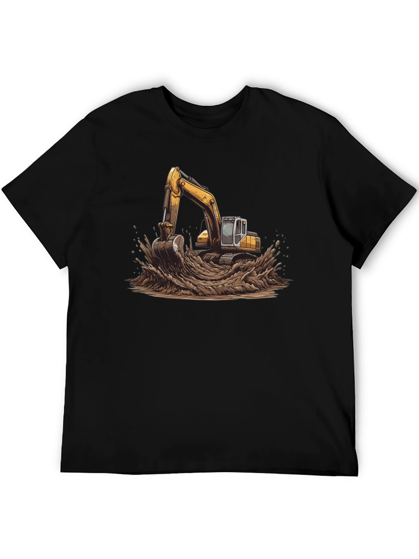 Excavator in Mud Graphic T-Shirt - Black