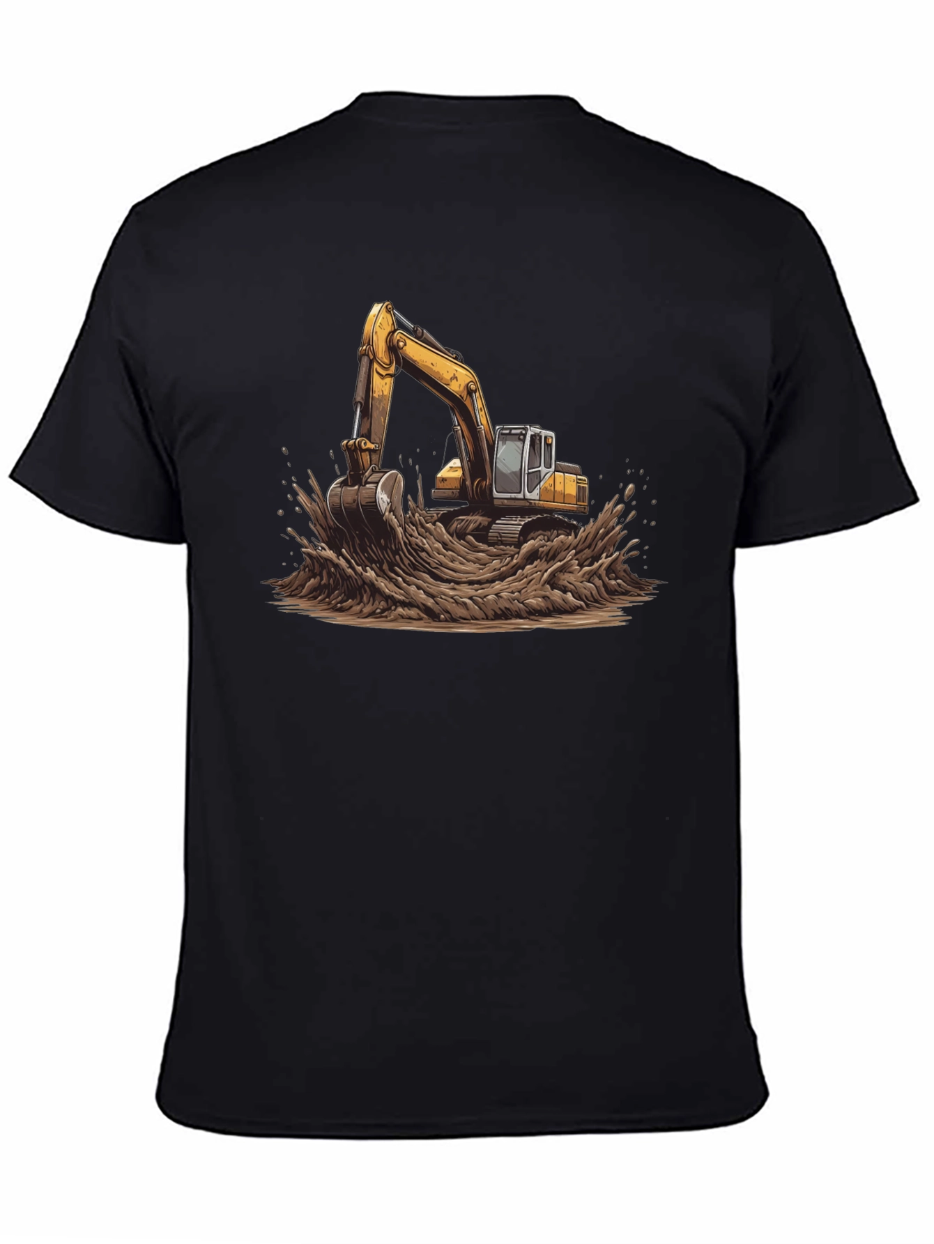 Excavator in Mud Graphic T-Shirt - Black