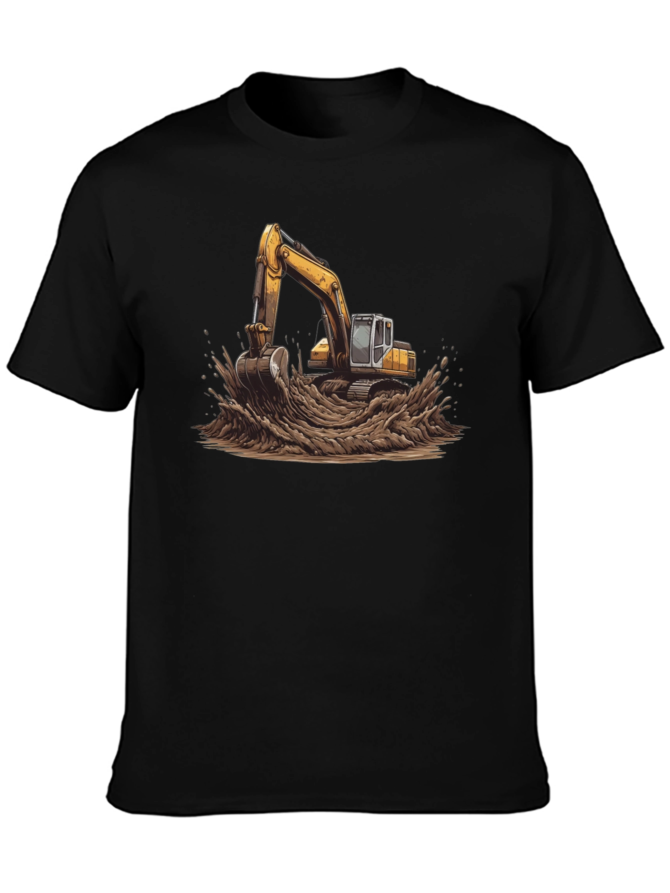 Excavator in Mud Graphic T-Shirt - Black