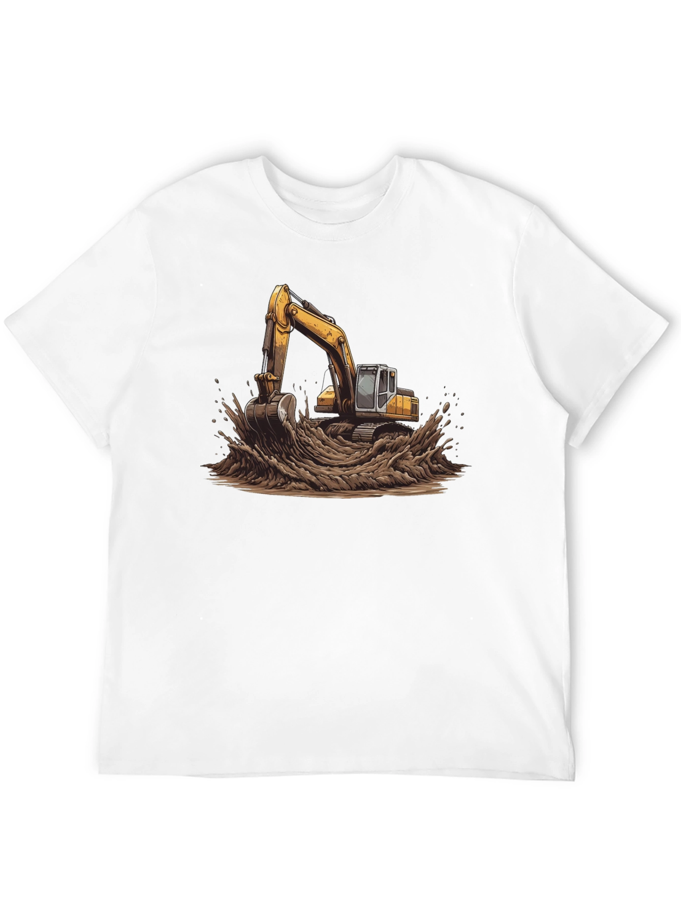 Excavator in Mud Graphic T-Shirt - Black