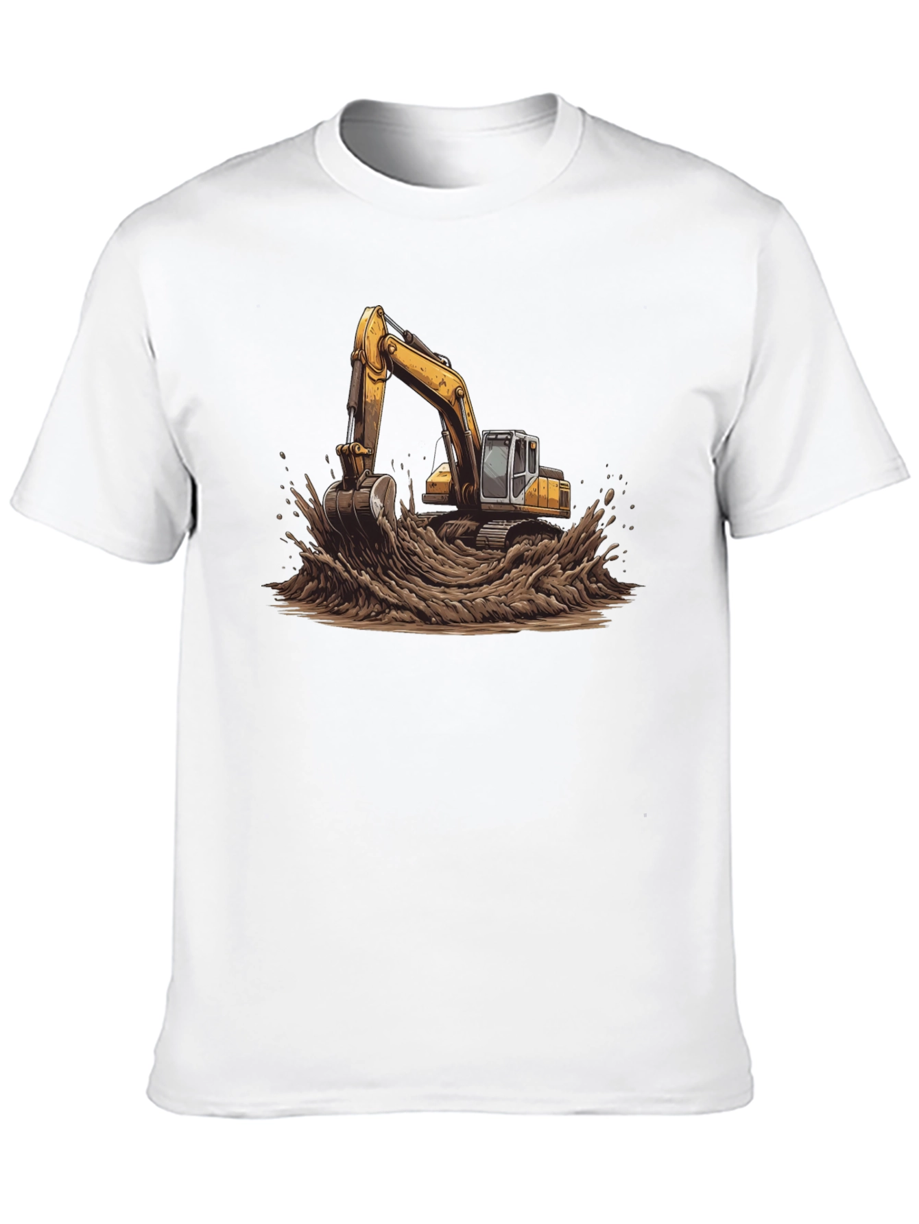 Excavator in Mud Graphic T-Shirt - Black