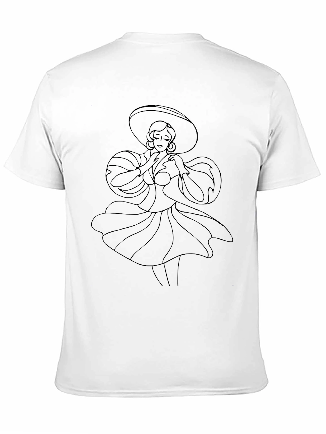 Elegant Woman Line Art Black T-Shirt