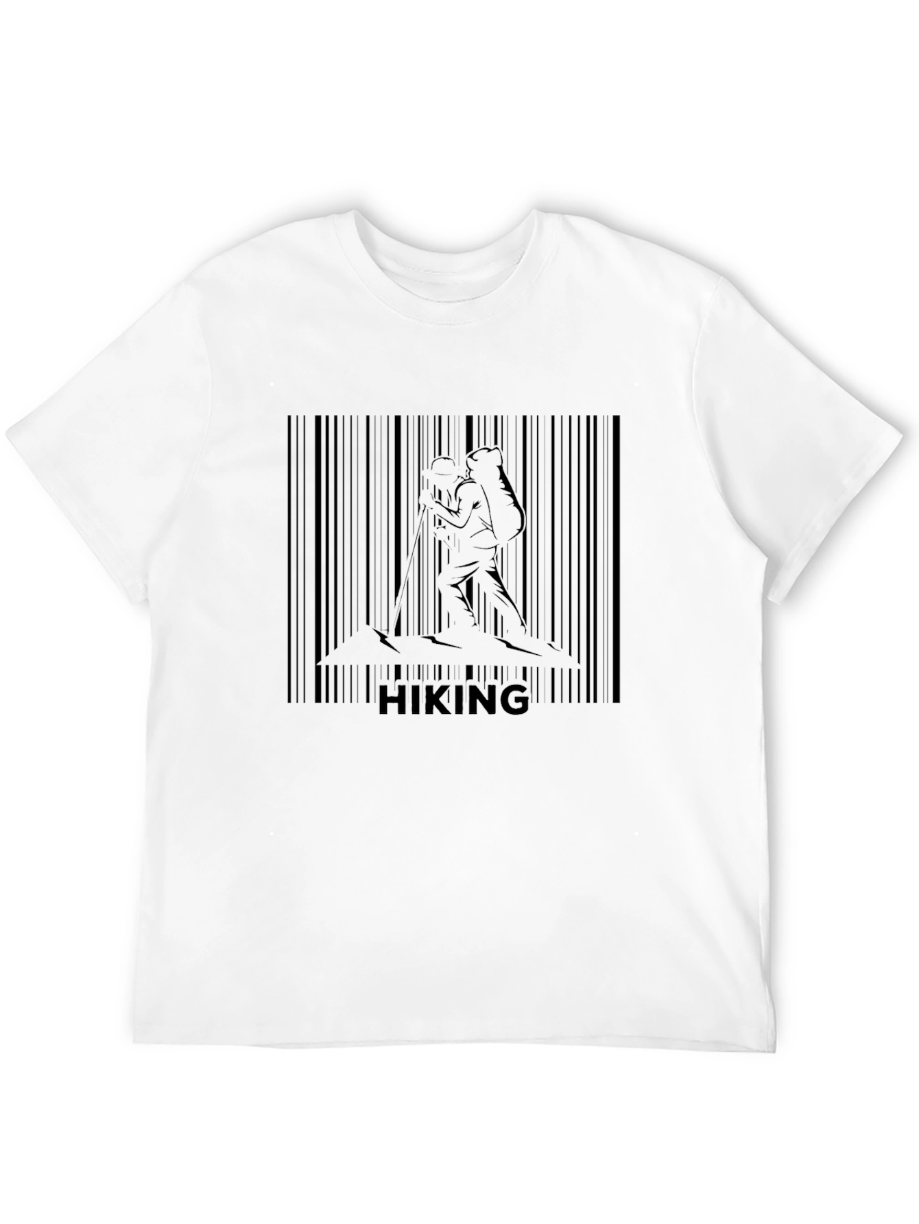 Hiking Barcode Graphic T-Shirt - Black