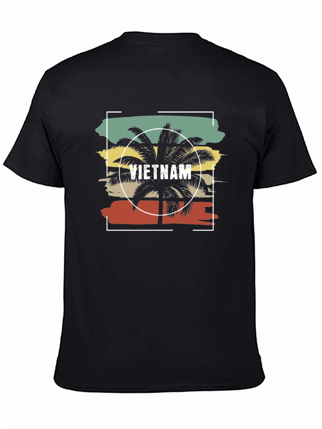 Vietnam Palm Tree Graphic Mens Black T-Shirt