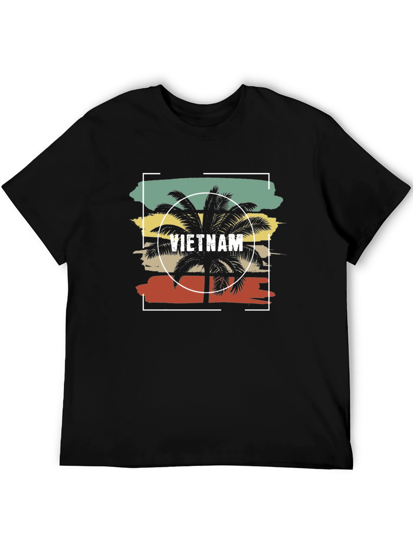 Vietnam Palm Tree Graphic Mens Black T-Shirt