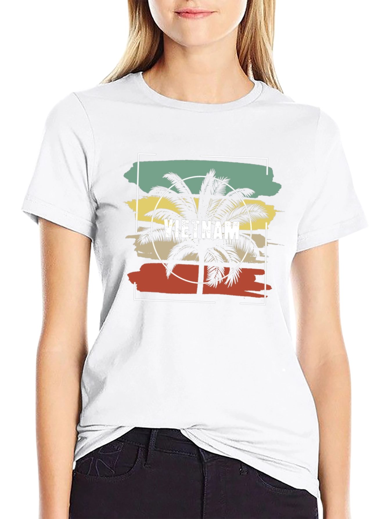 Vietnam Palm Tree Graphic Mens Black T-Shirt