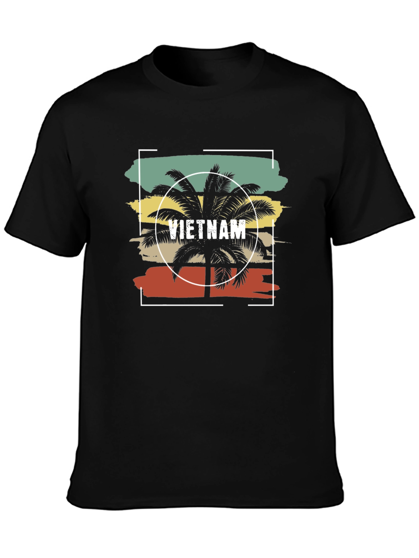 Vietnam Palm Tree Graphic Mens Black T-Shirt