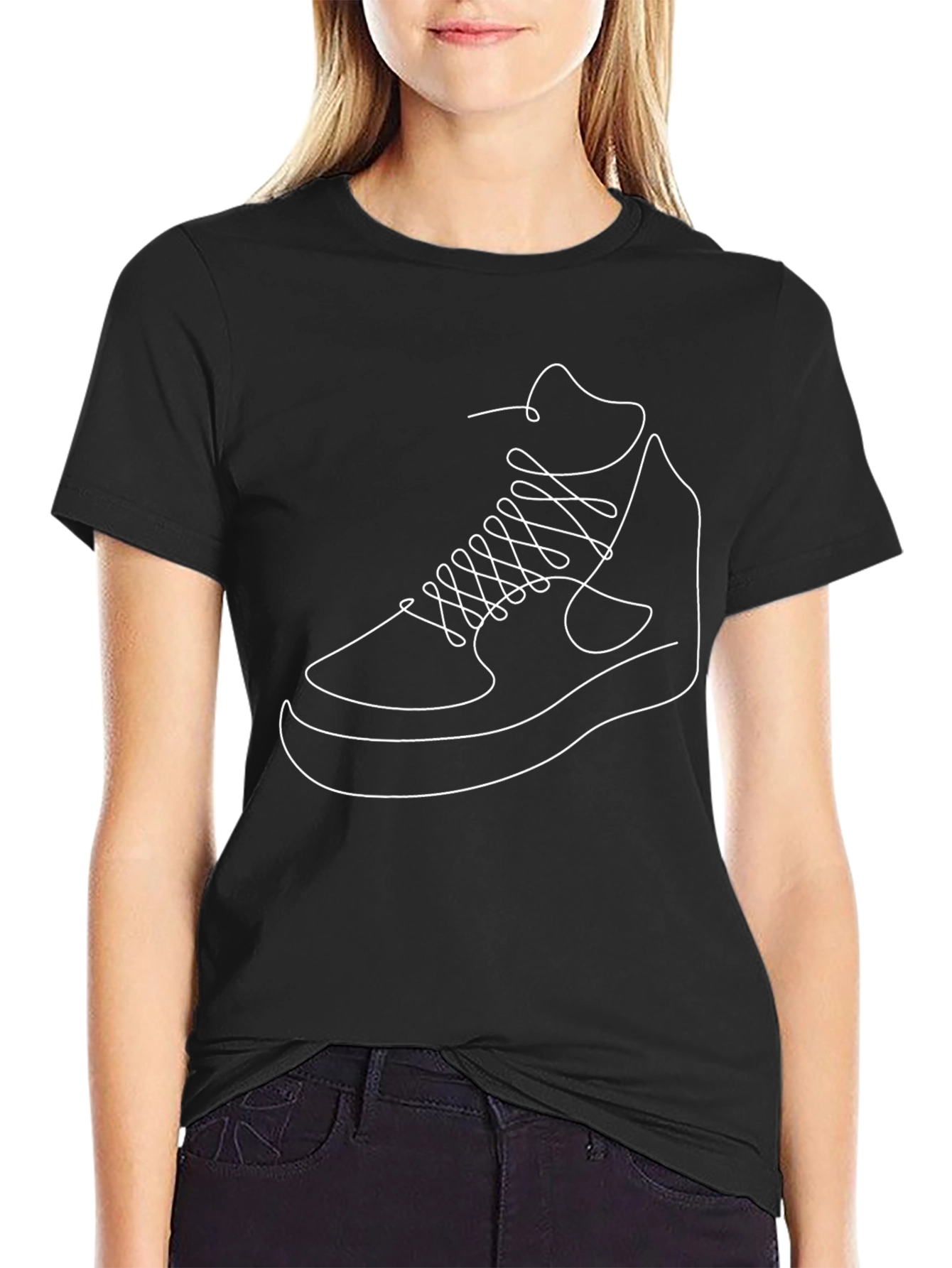 Sneaker Line Art Graphic Tee - Cool Casual Style