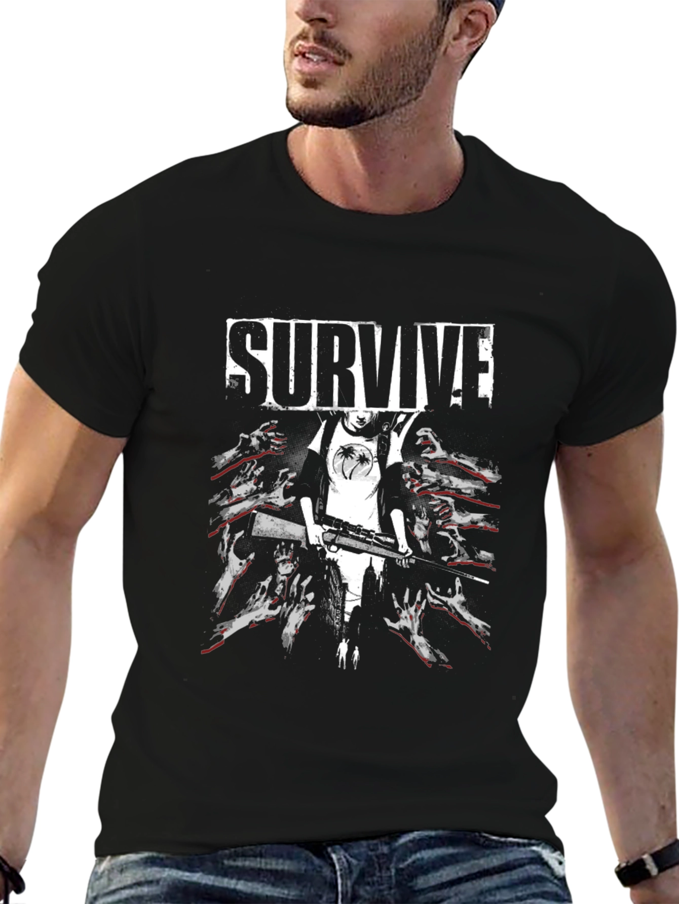 Survive Zombie Graphic Print T-Shirt