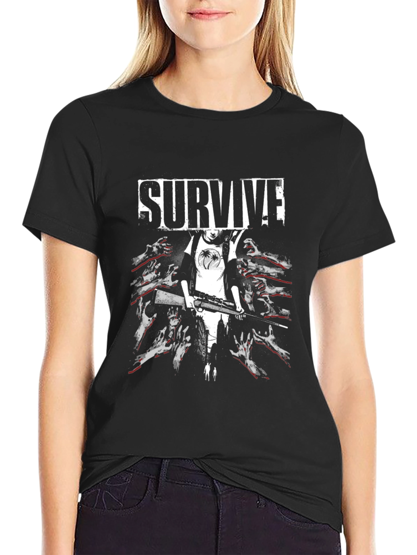 Survive Zombie Graphic Print T-Shirt
