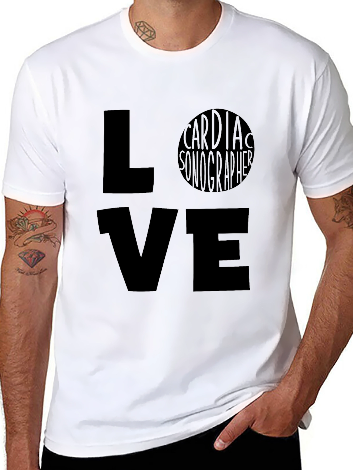 LOVE Cardiac Sonographer Black T-Shirt