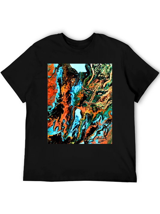 Abstract Dragon Art Black T-Shirt