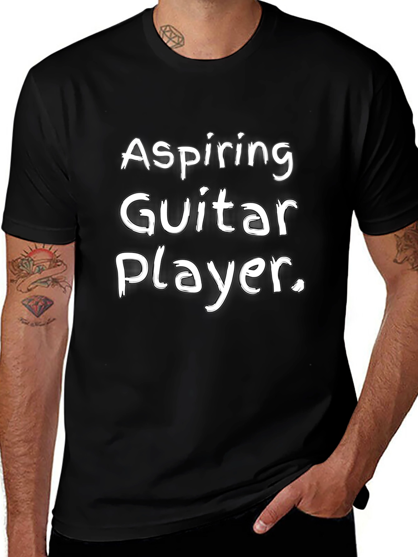Aspiring Guitar Player Black Graphic Tee Shirt