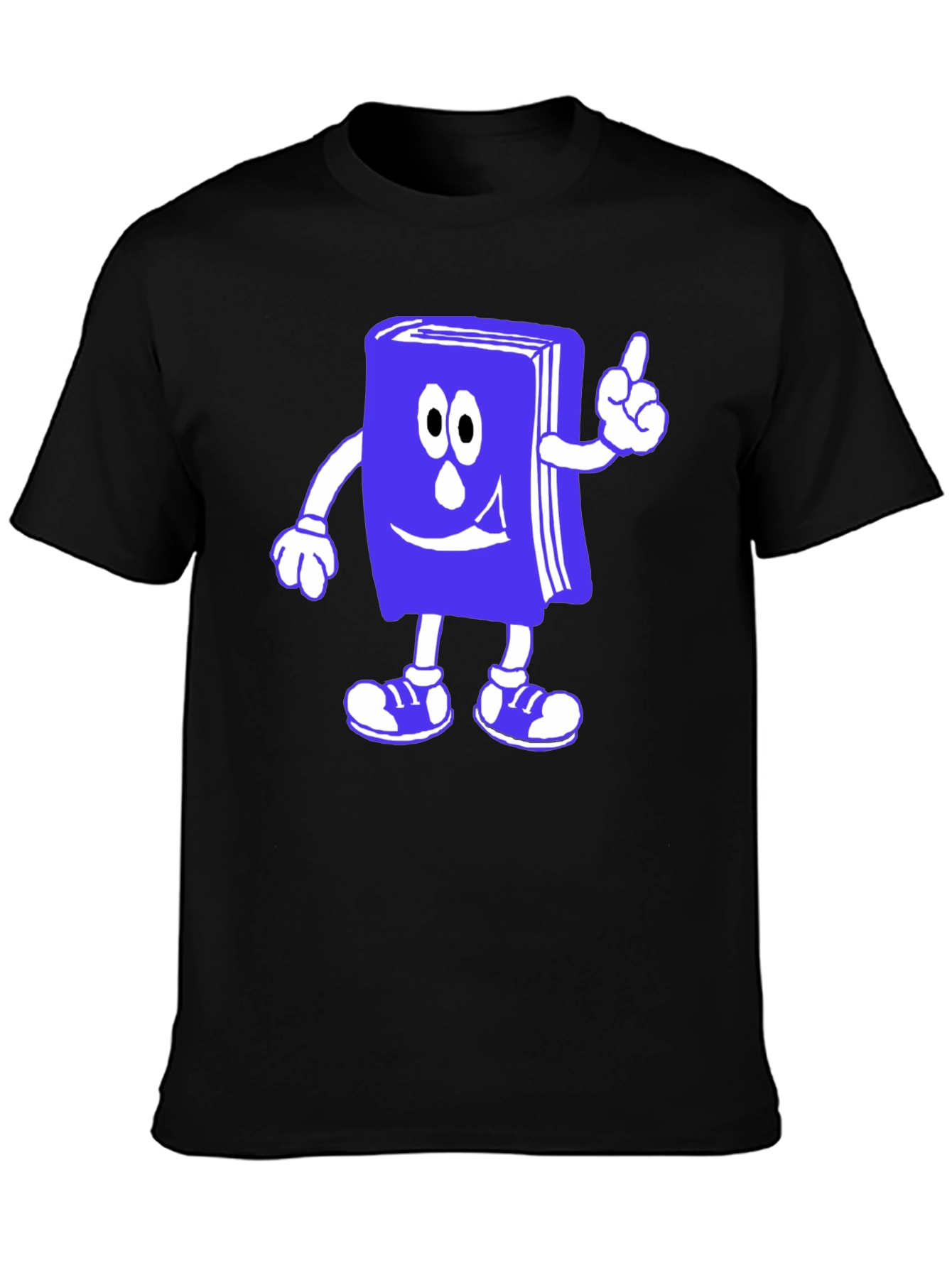 Funny Bookworm Cartoon T-Shirt - Black Cotton Tee